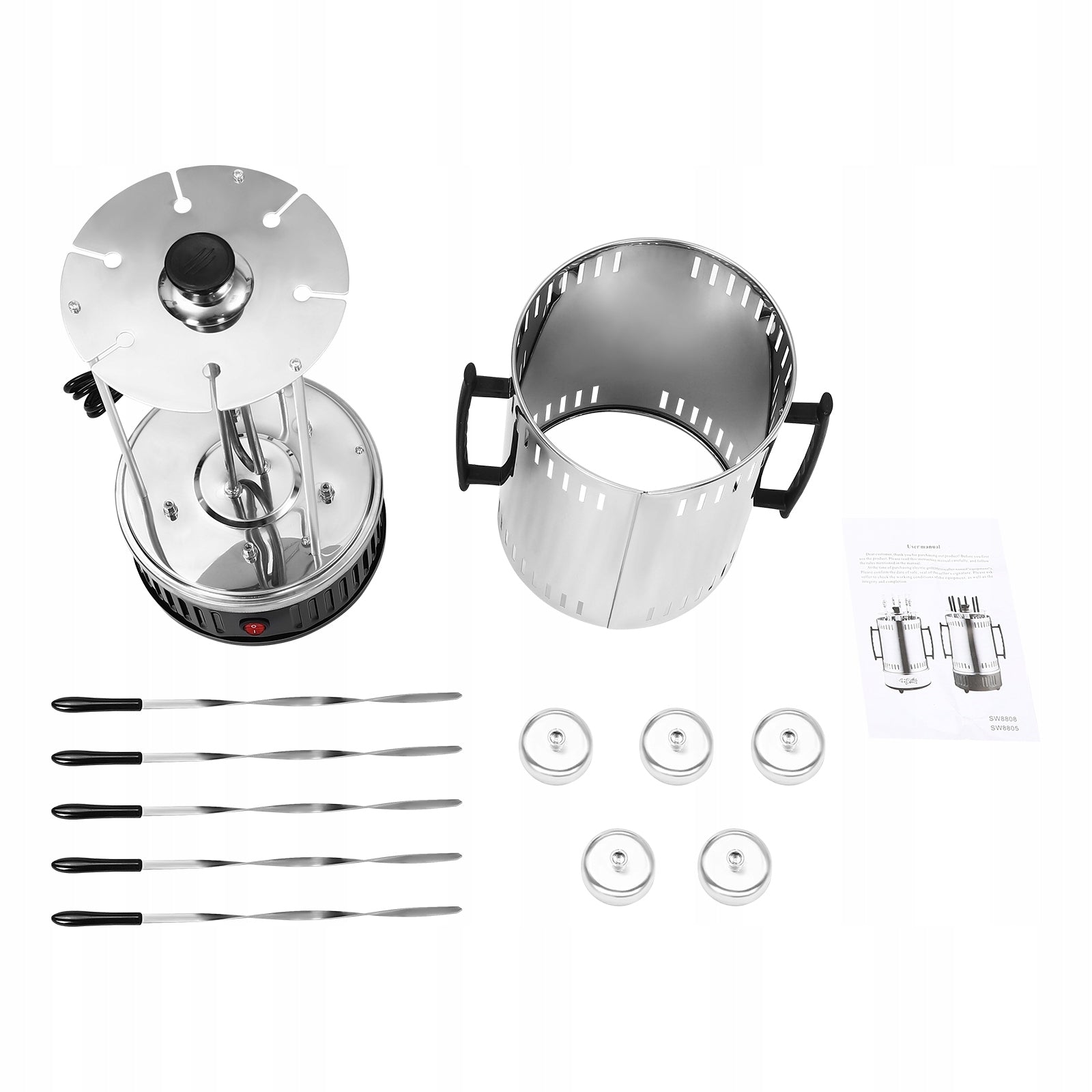 Countertop Rotating Oven, Vertical Rotisserie Grill Includes 5 Skewers Power rating 1000 W
