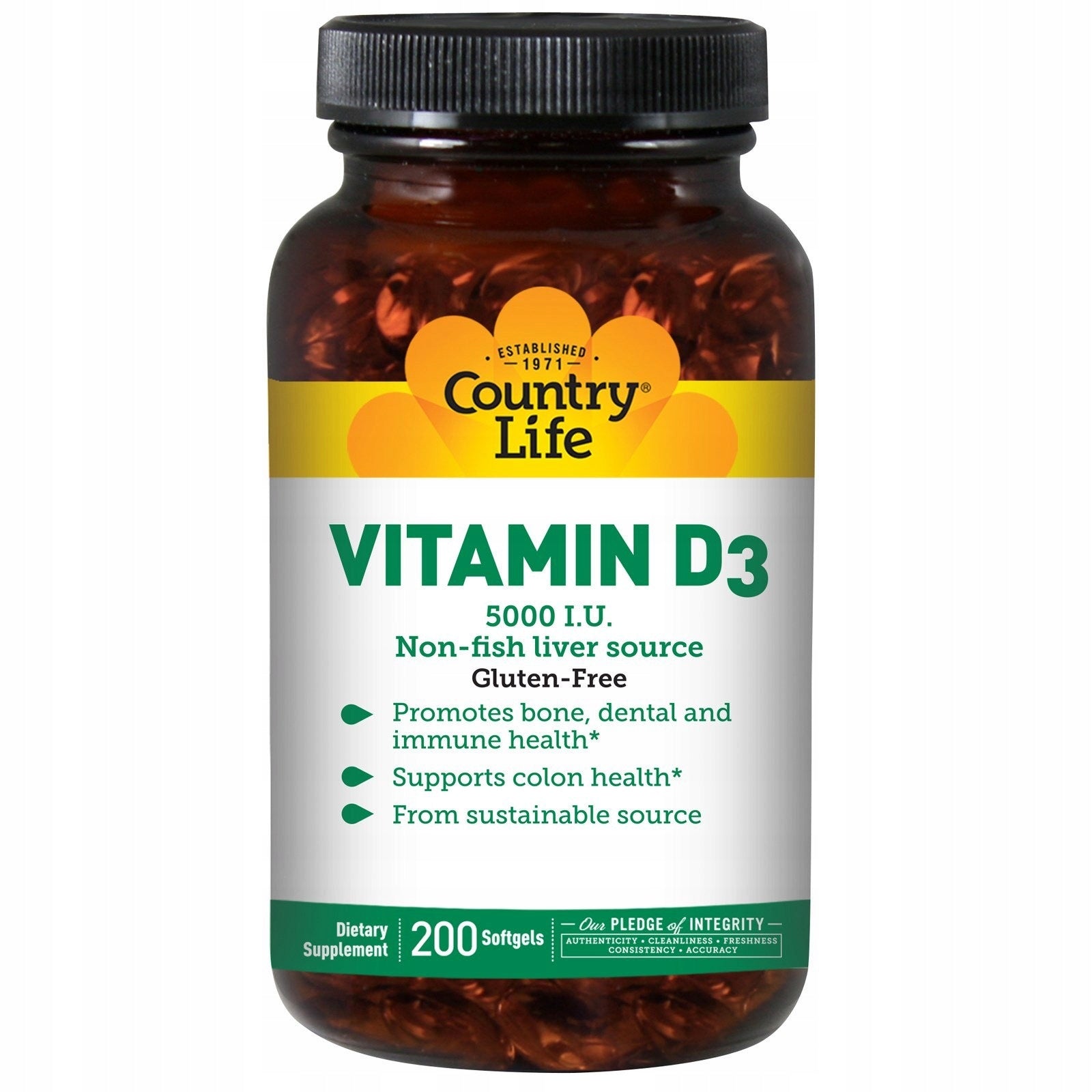 Country Life, Vitamin D3, 125 mcg (5,000 IU), 200 soft capsules Expiration date at least 1 year from the date of purchase