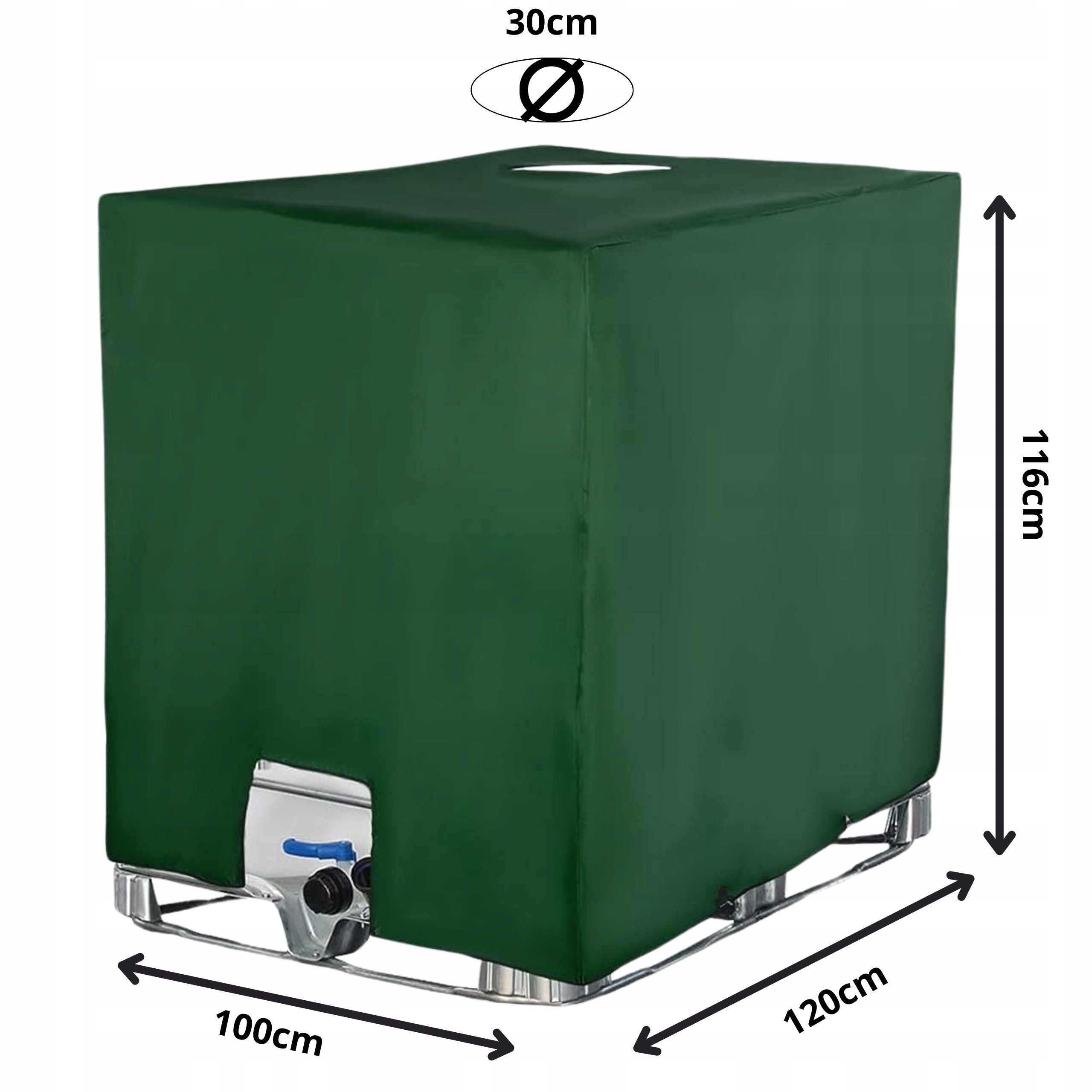 Cover Tarpaulin For TANK MAUZER 1000L100x120x116cm GREEN Solid Manufacturer code plandeka osłona zbrionika mauzera 1000L