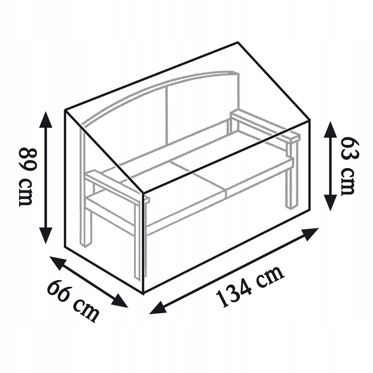 Cover for garden bench 2 - person 134 x 66 x 83 cm grey EAN (GTIN) 4007114222836