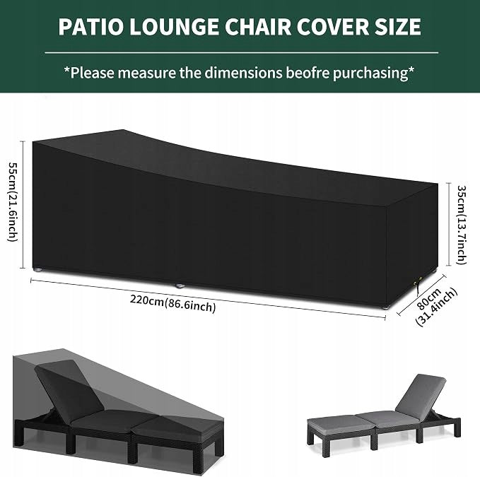 Cover for garden sun lounger 220×80×35/55 cm - waterproof, UV, windproof Manufacturer code 5906815128890