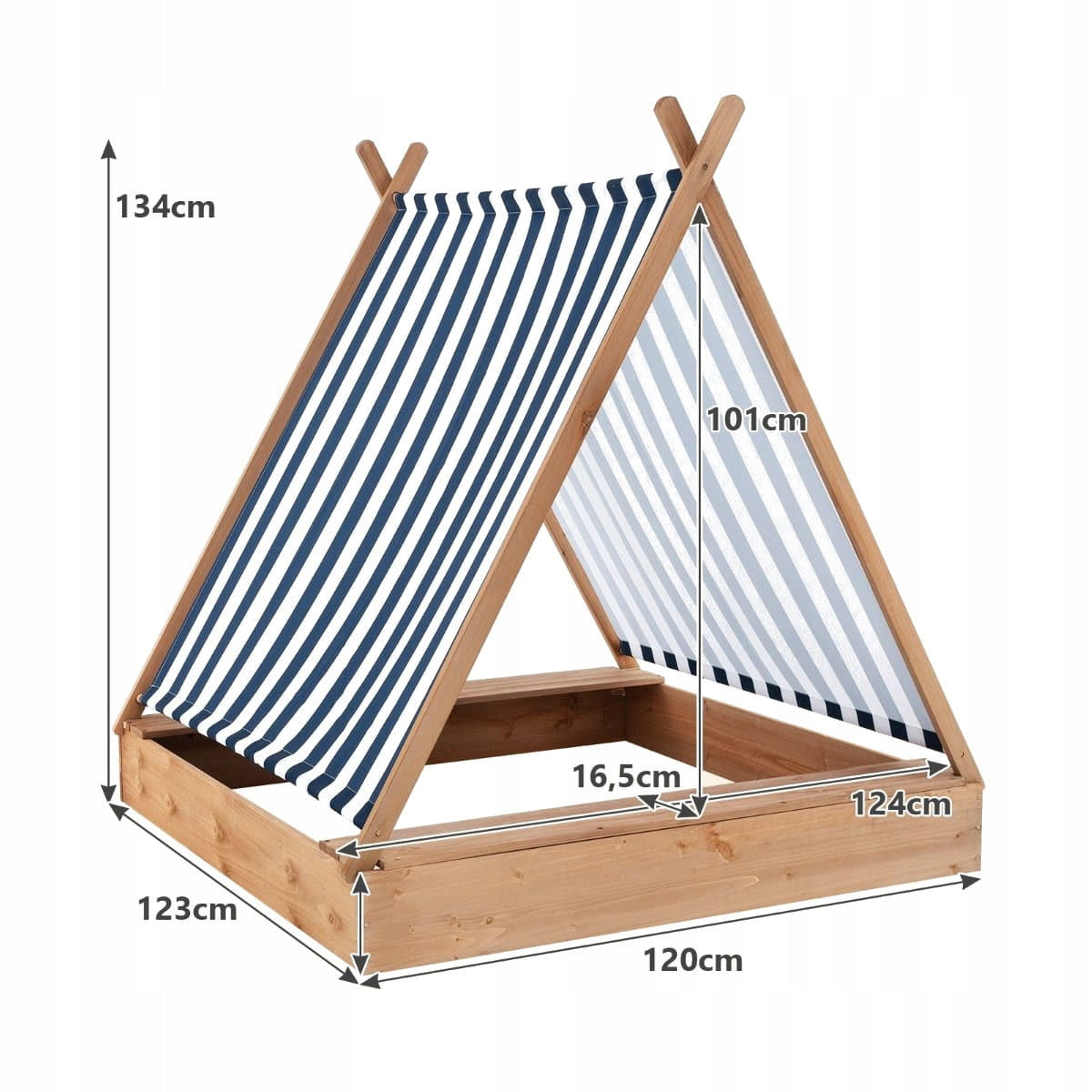 Covered sandbox for children 2 Benches Canopy 124 x 123 x 134 cm Manufacturer code NP11825