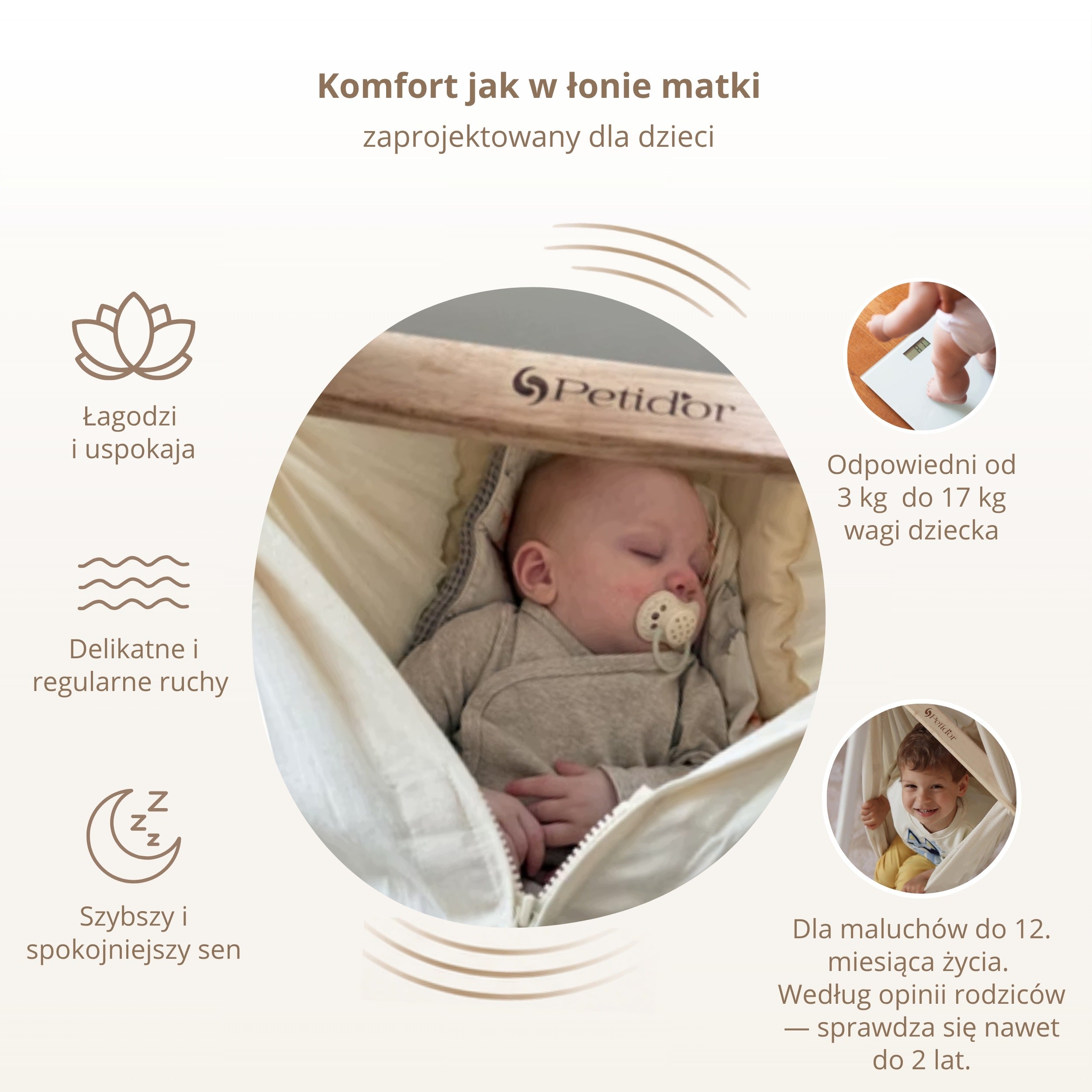 Cradle, Hammock, Rocker for children and babies Petidor Classic Manufacturer code 0007