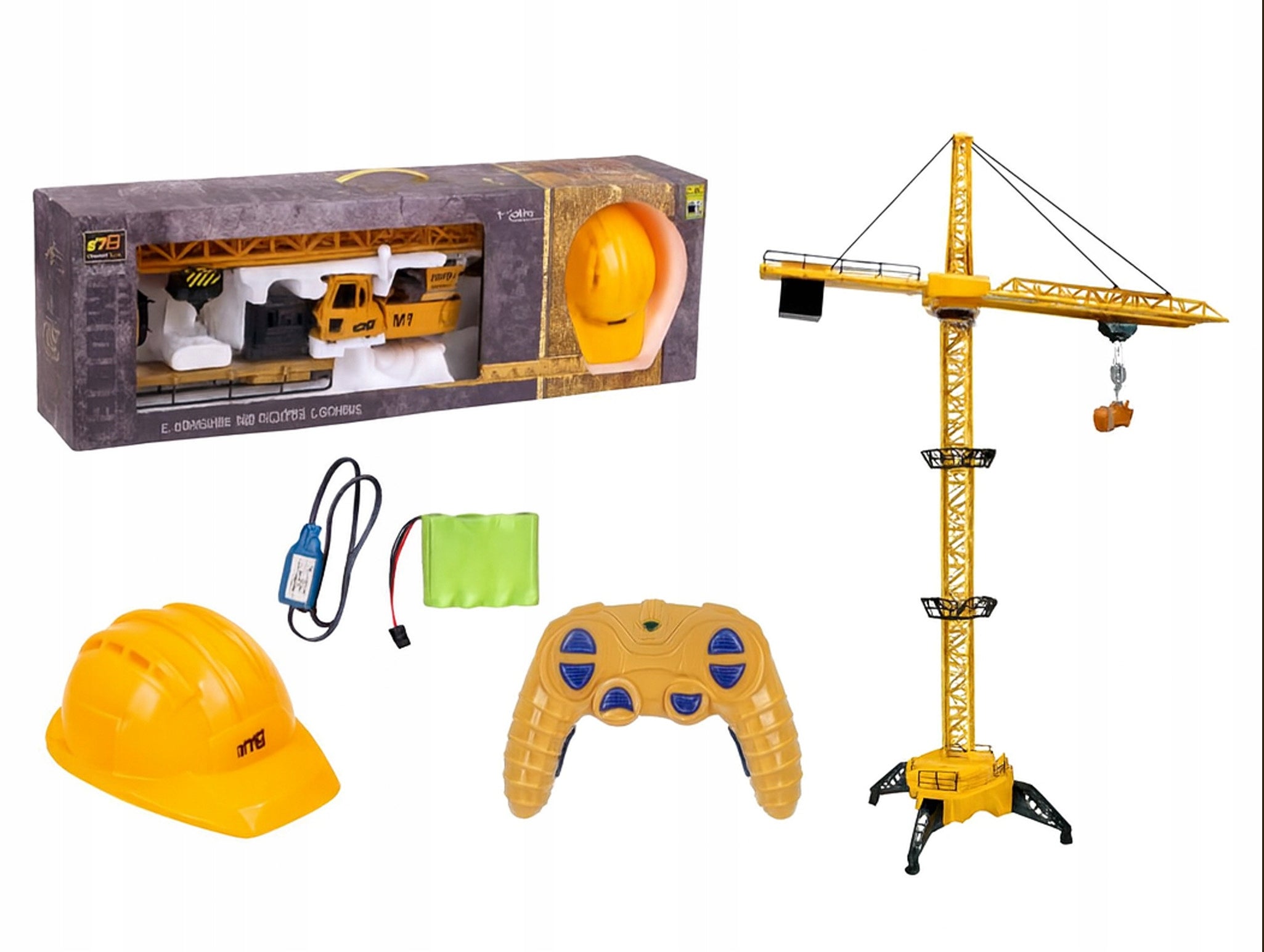 Crane Remote Controlled Crane Realistic Sounds Light 128cm Remote Control HELMET Packaging status original