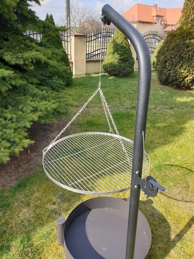 Crane garden grill on boom stainless steel grate 70 cm tripod Manufacturer code Grill-zuraw-nierdzewny