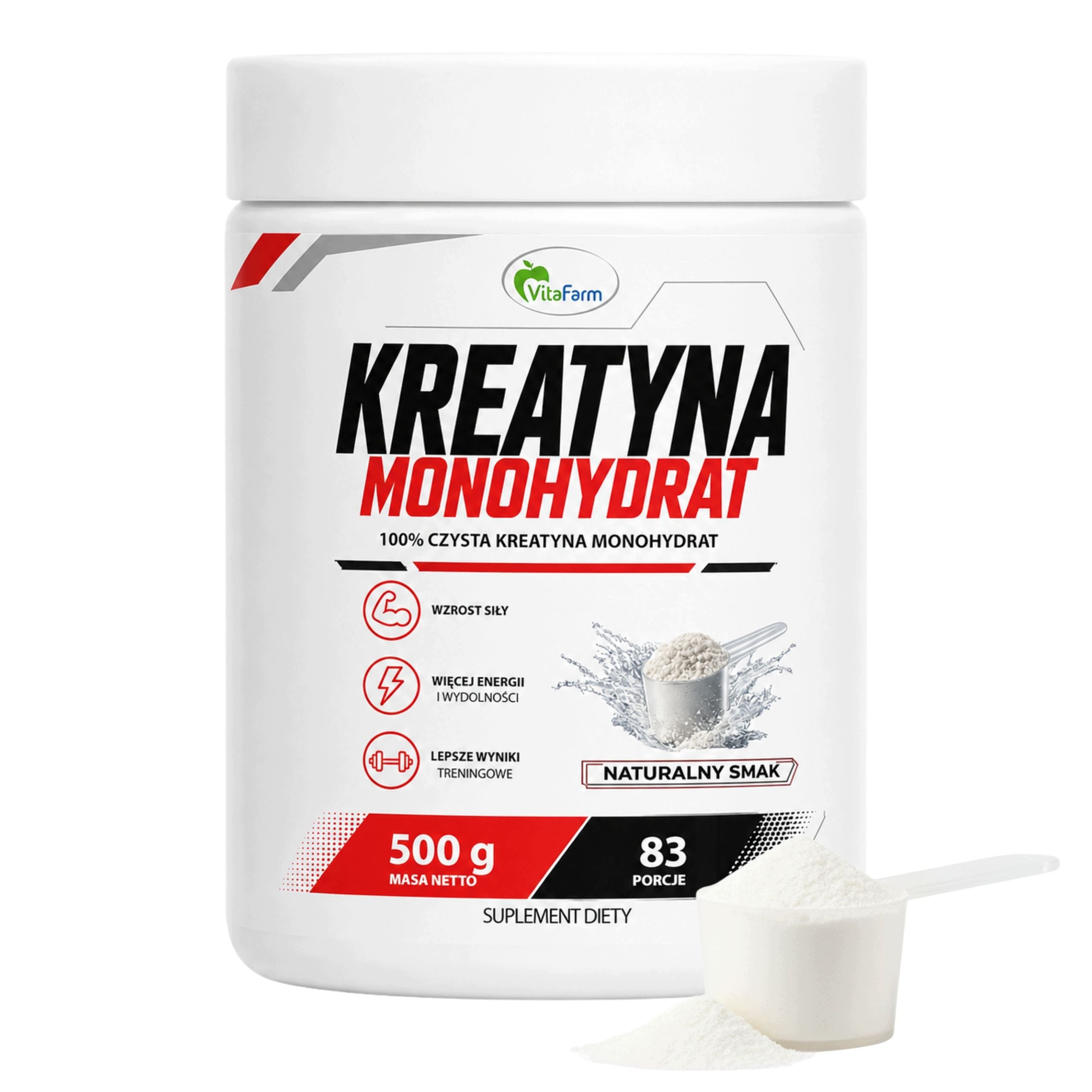 Creatine 100% Monohydrate 500g Natural 83 Servings Muscle Mass Energy