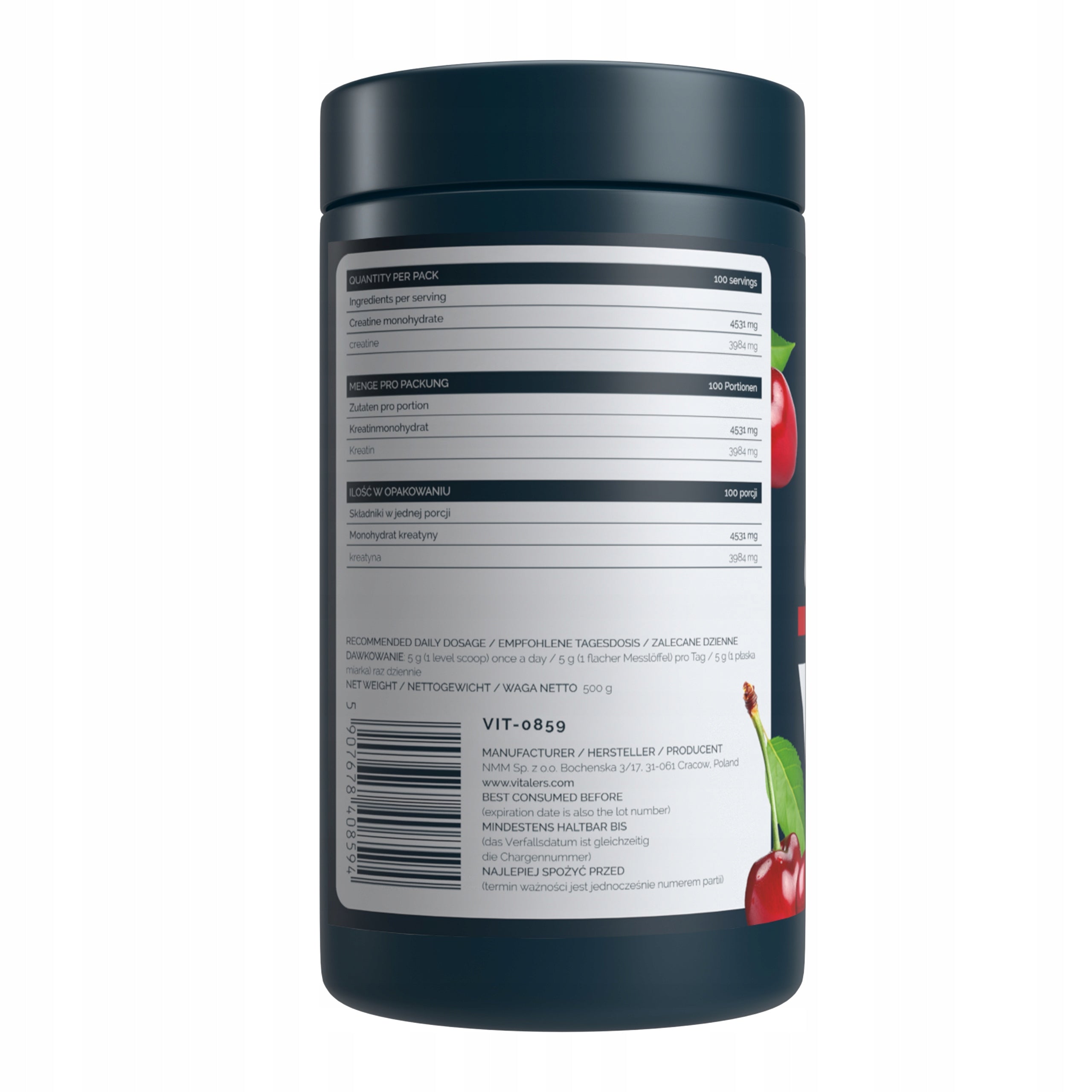 Creatine Cherry Creatine Monohydrate Vegan 100 servings Pump Power 500g Expiration date at least 1 year from the date of purchase