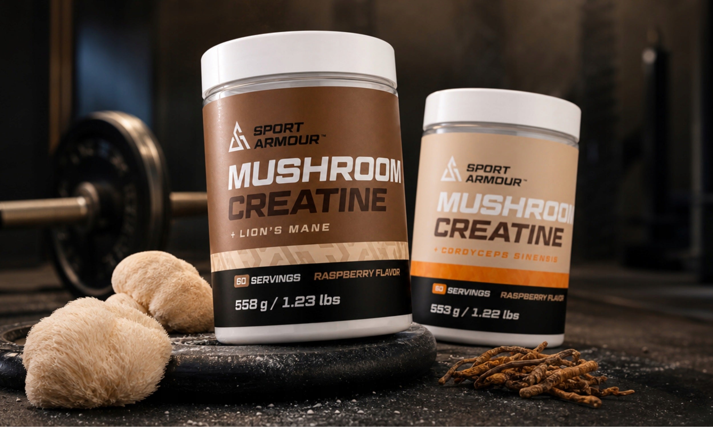 Creatine + Cordyceps Mushroom Creatine 553g Raspberry Monohydrate Sport Armour Expiration date at least 1 year from the date of purchase