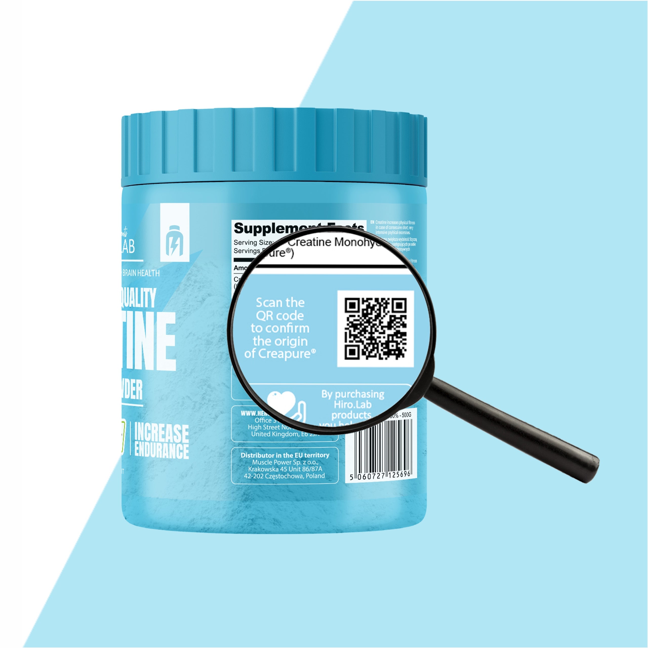 Creatine Creapure 500g Unflavored Monohydrate Strength Muscle Mass Hiro Lab Expiration date at least 1 year from the date of purchase
