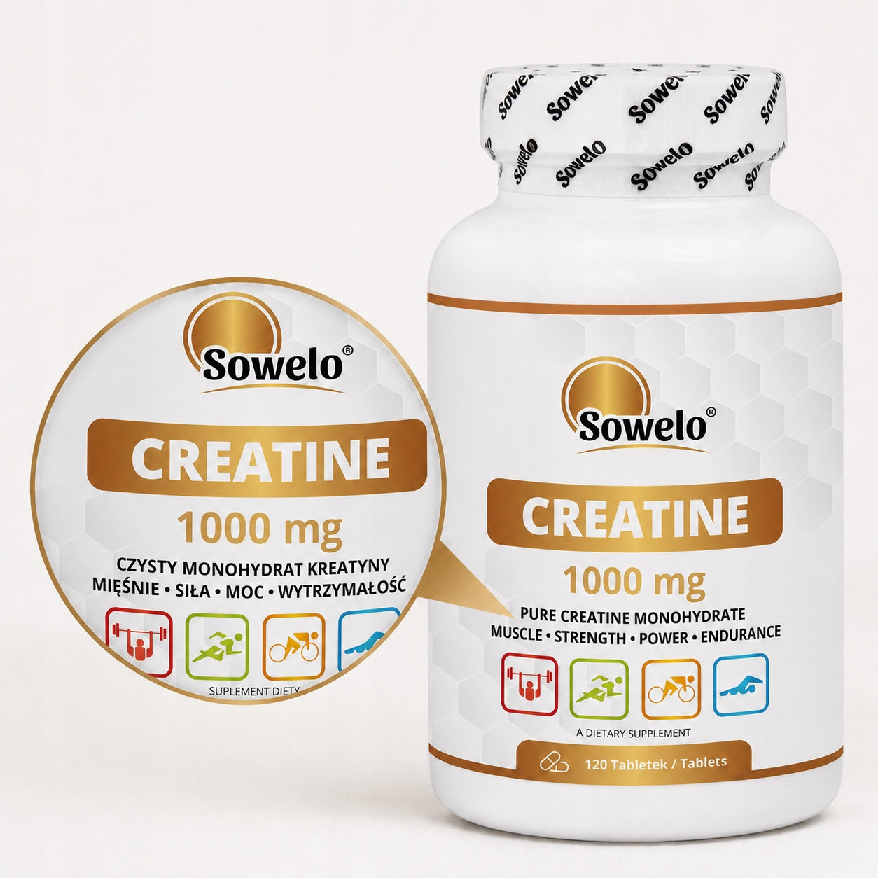 Creatine Monohydrate 1000 mg 120 Tab – Strength, Energy, Regeneration – Sowelo Expiration date at least 1 year from the date of purchase