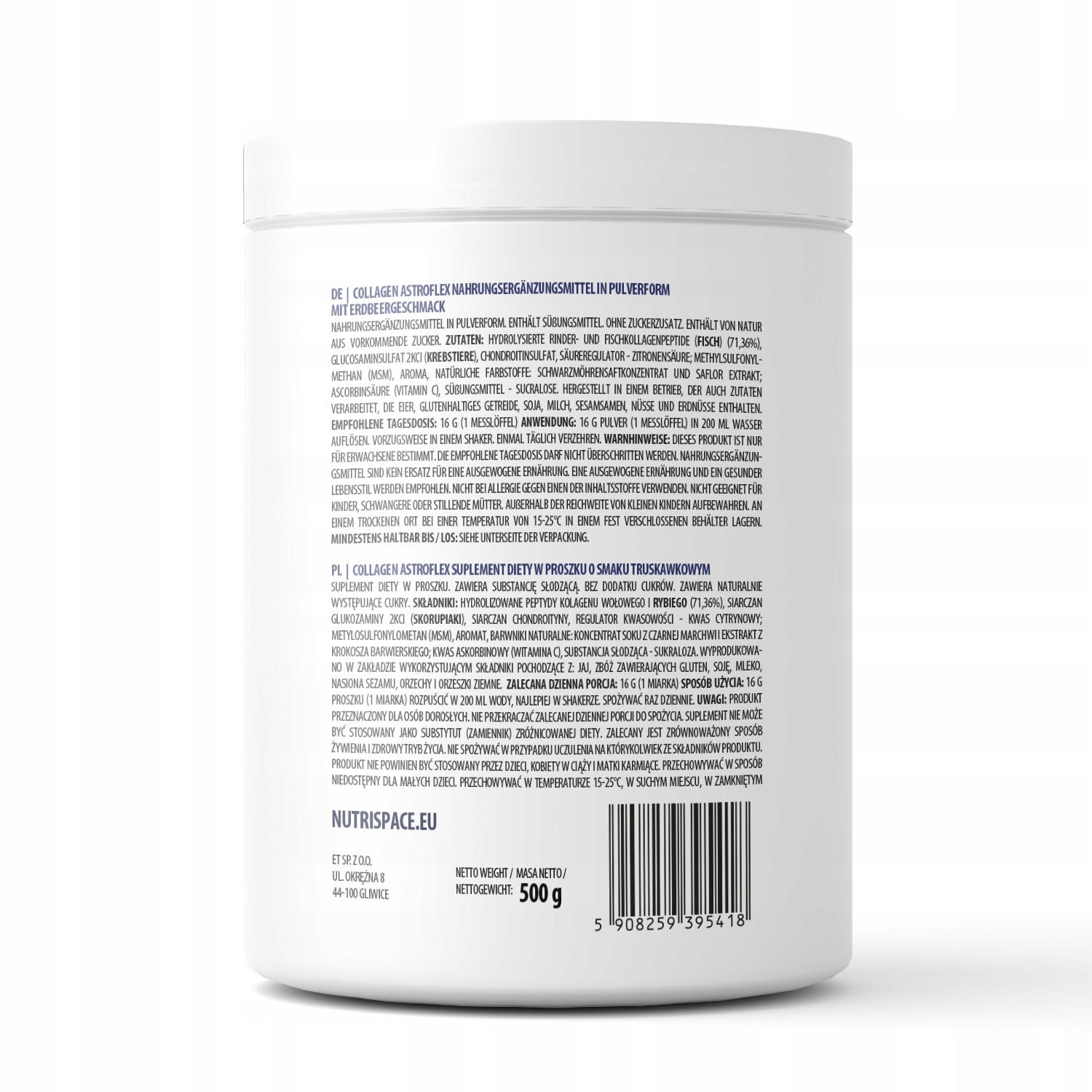 Creatine Monohydrate 500 g Raspberry Muscle Strength Power nutrispace Packaging status original