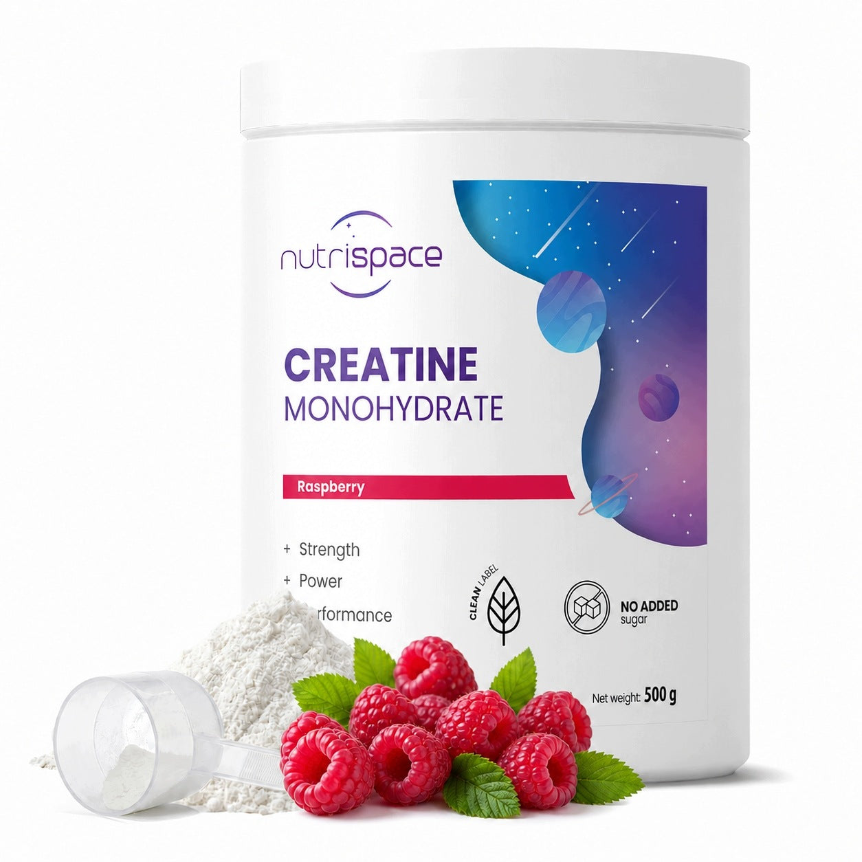 Creatine Monohydrate 500 g Raspberry Muscle Strength Power nutrispace