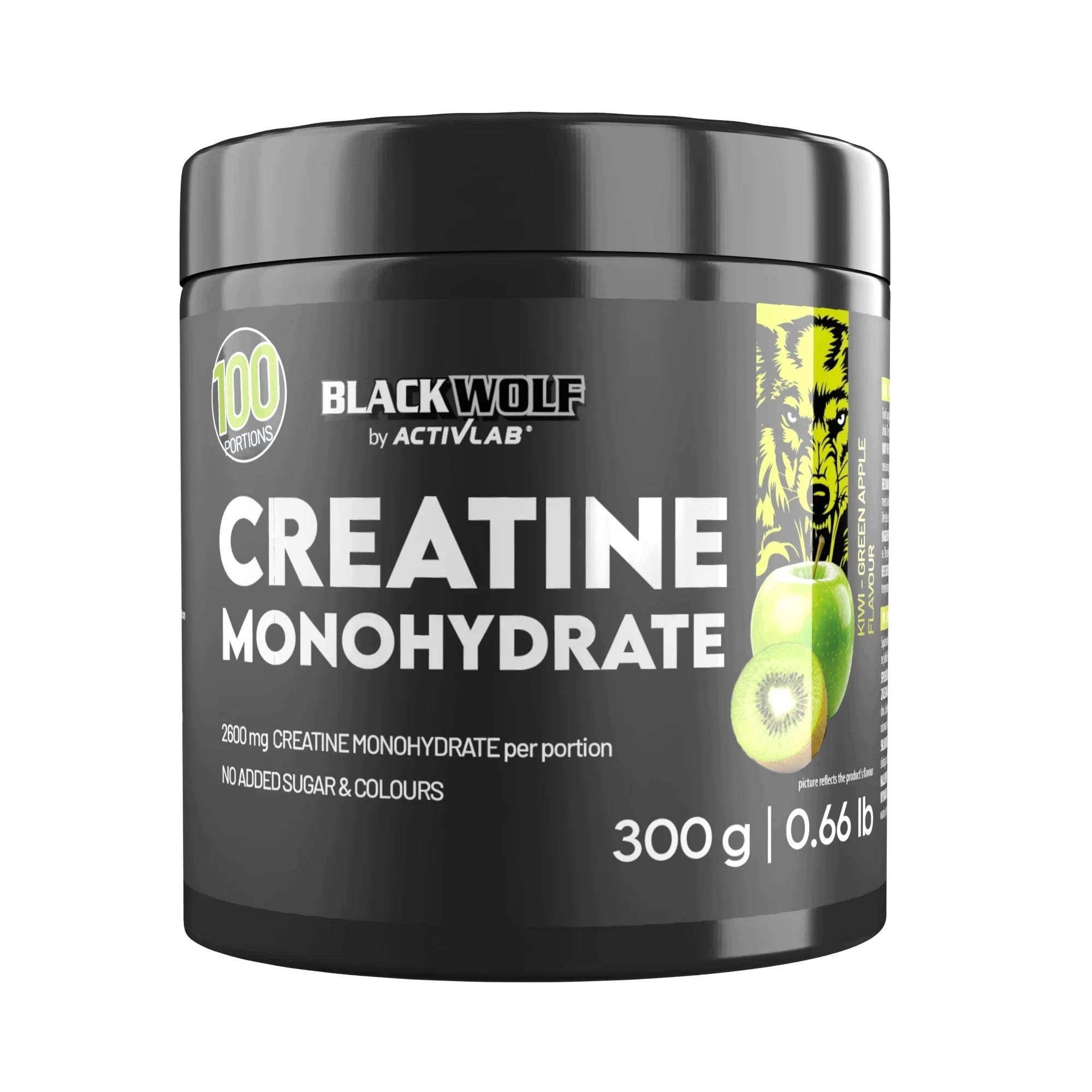 Creatine Monohydrate Black Wolf Kiwi Green Apple 300 g