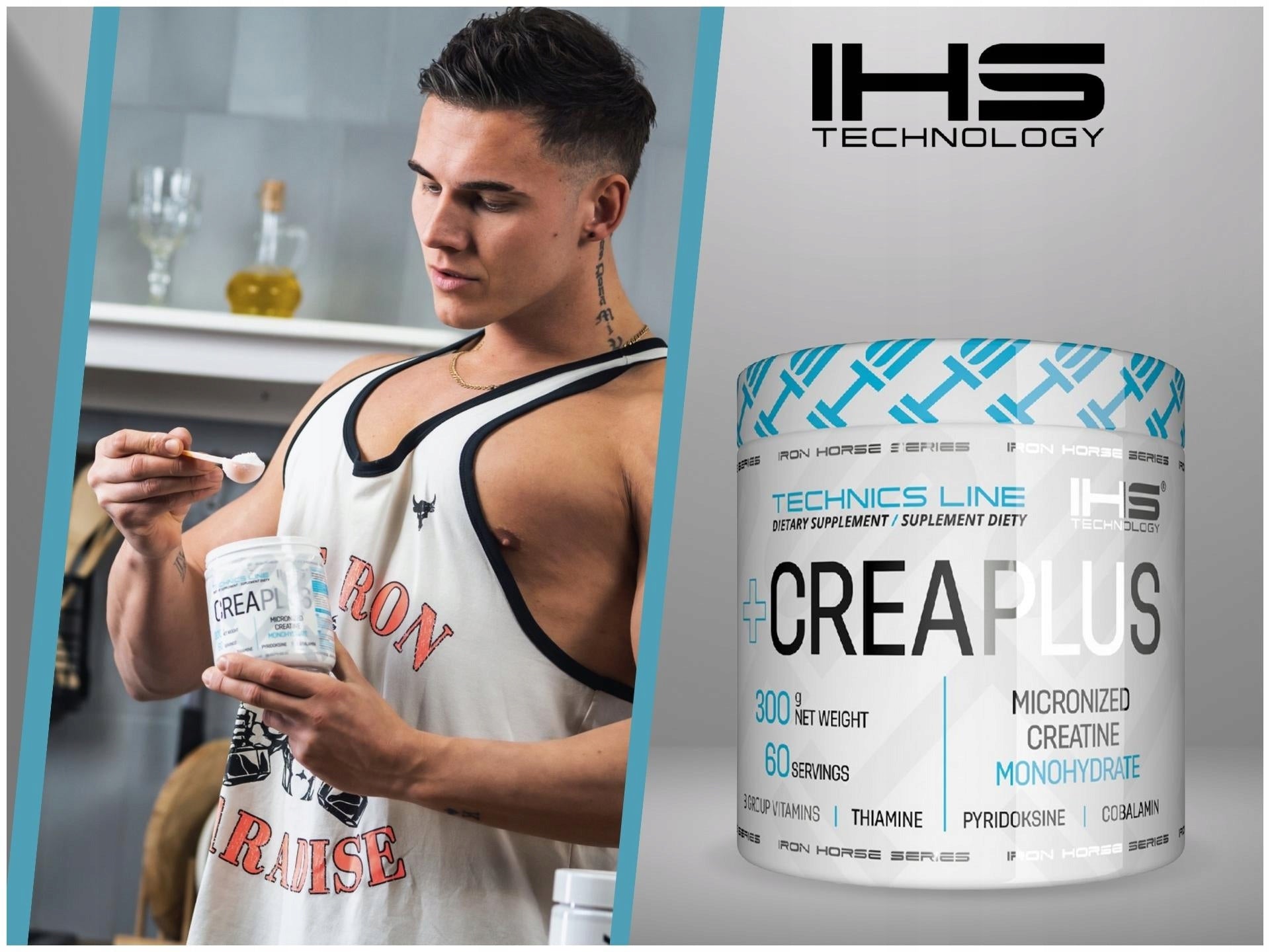 Creatine Monohydrate IRON HORSE Crea Plus 300g Natural 60 servings Strength Packaging status original
