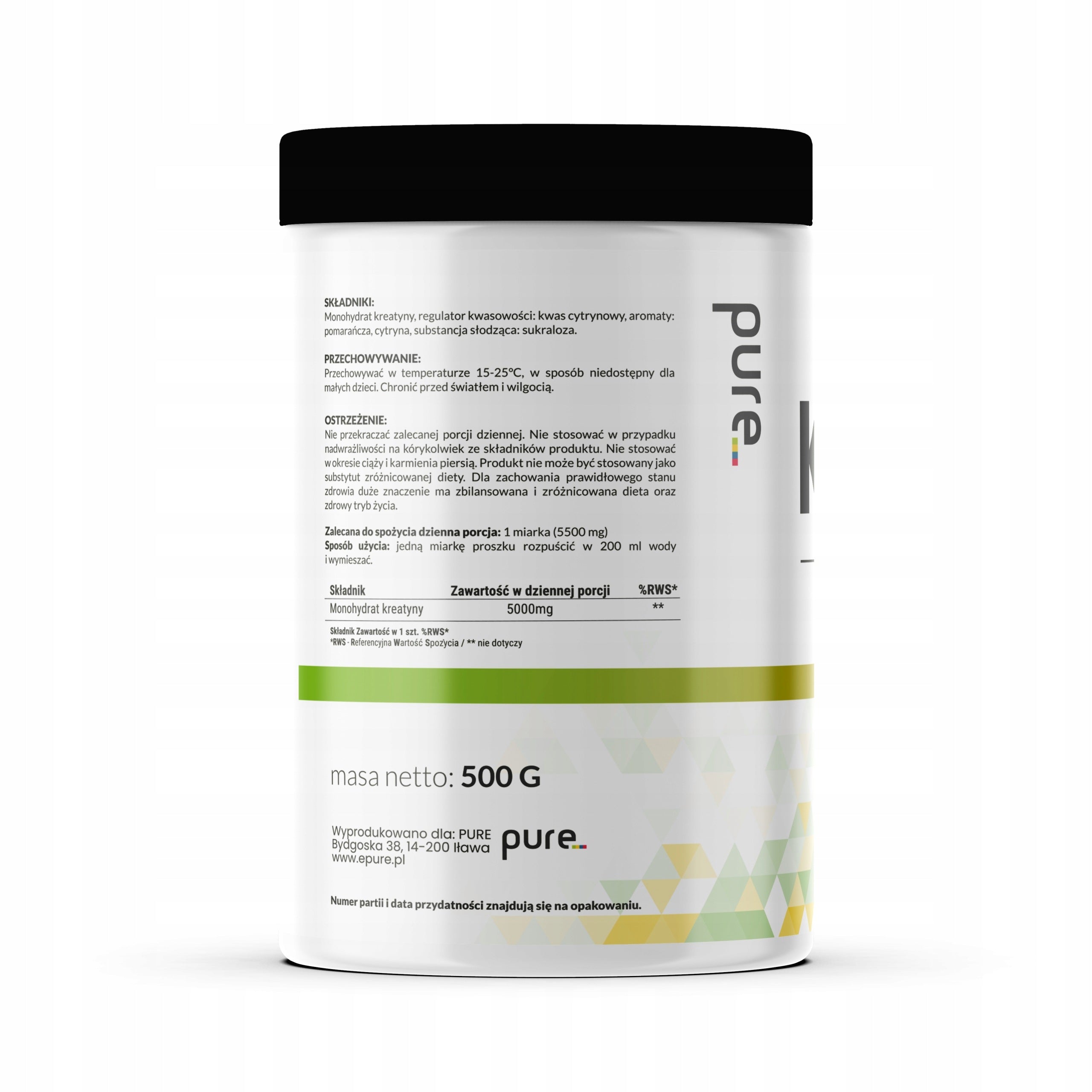 Creatine Monohydrate PURE Orange Lemon 500g 200mesh Flavored Without Sugar Packaging status original