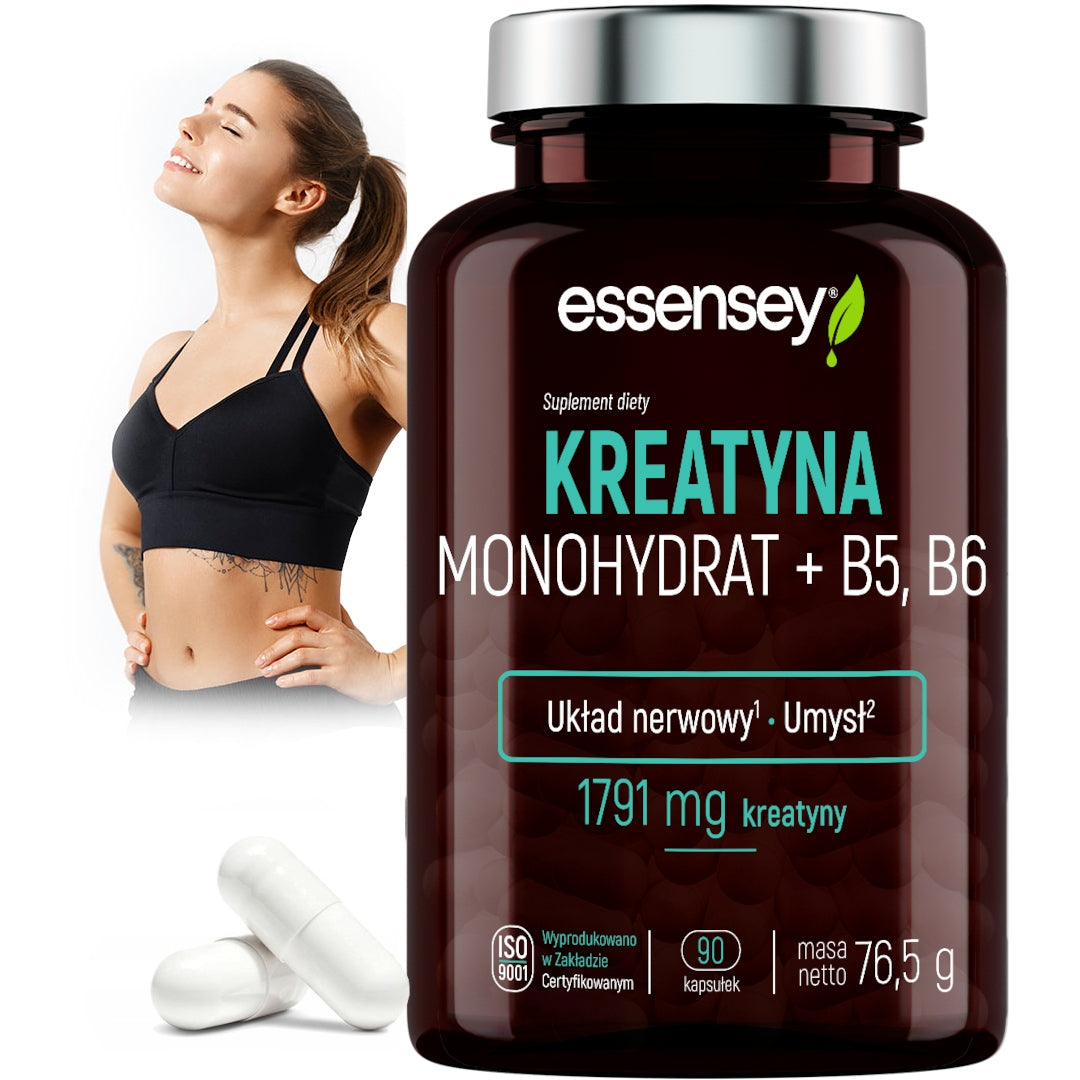Creatine Monohydrate Premium 90 Kaps + Wit B5 B6 Nervous System Mind Muscle
