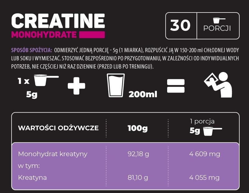 Creatine Monohydrate apple 150g Endorfina.shop Expiration date at least 1 year from the date of purchase