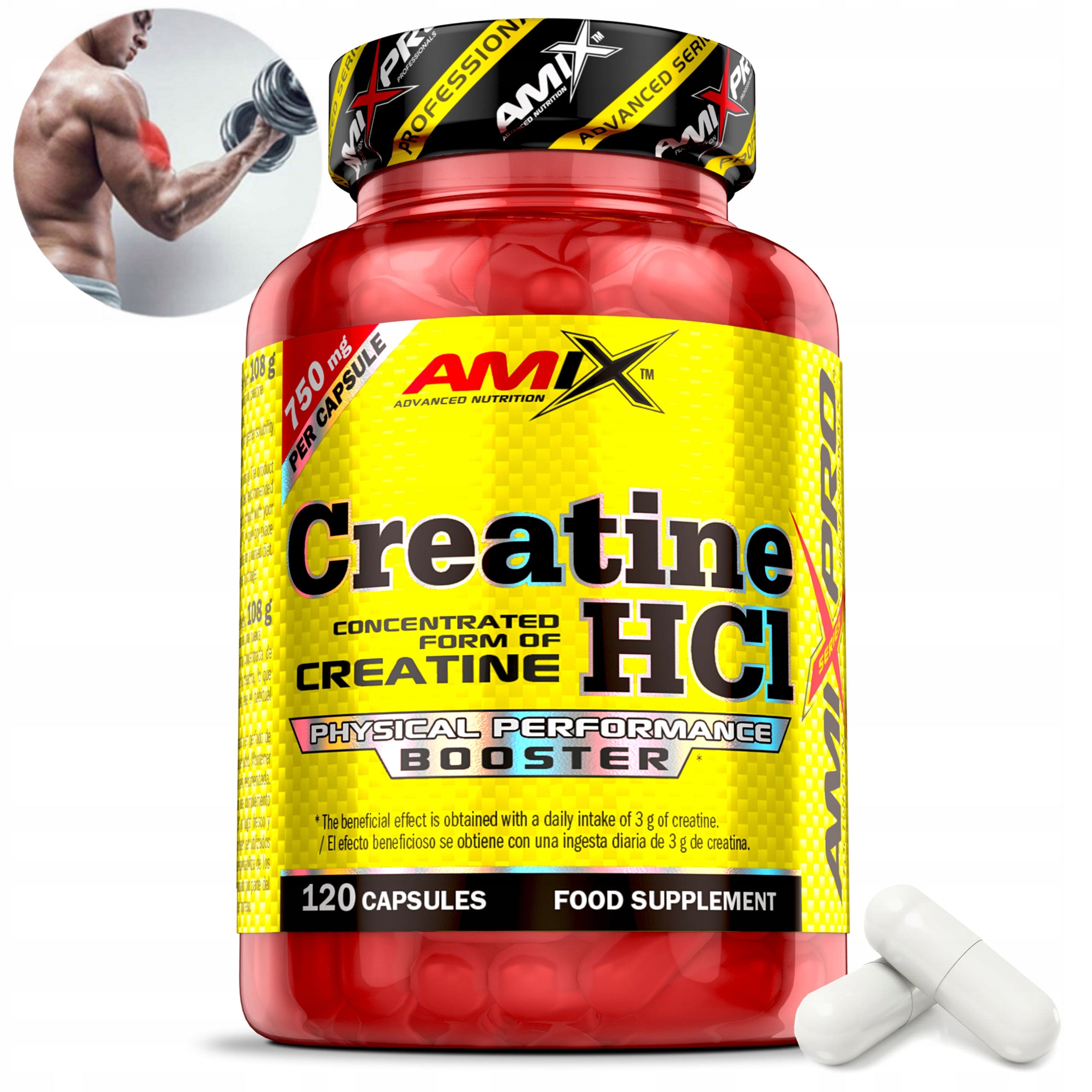 Creatine for muscle mass, strength - Amix Creatine HCL capsules ATP booster
