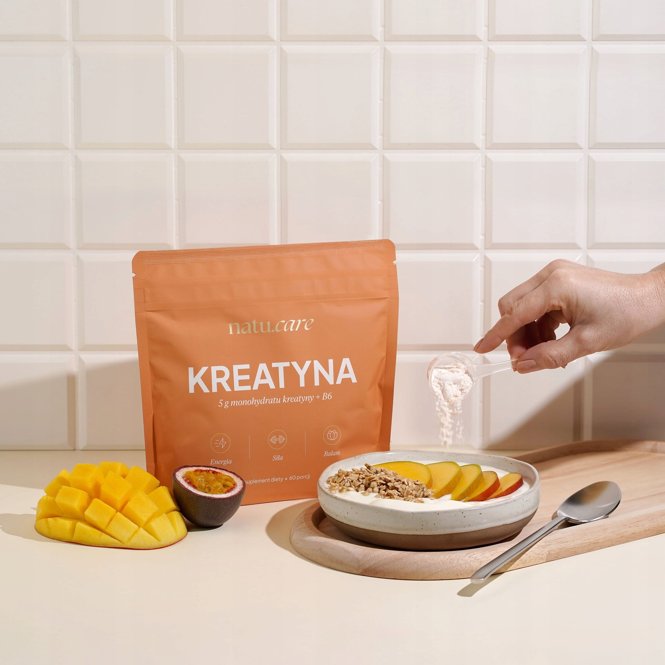 Creatine monohydrate 200 Mesh vitamin B6 Mango-Passion Fruit Natu.Care 372 g Name Kreatyna Mango