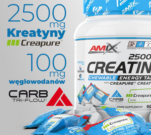Creatine monohydrate 2500 mg carbohydrates flavor tablets 60 servings 3 flavors Packaging status original