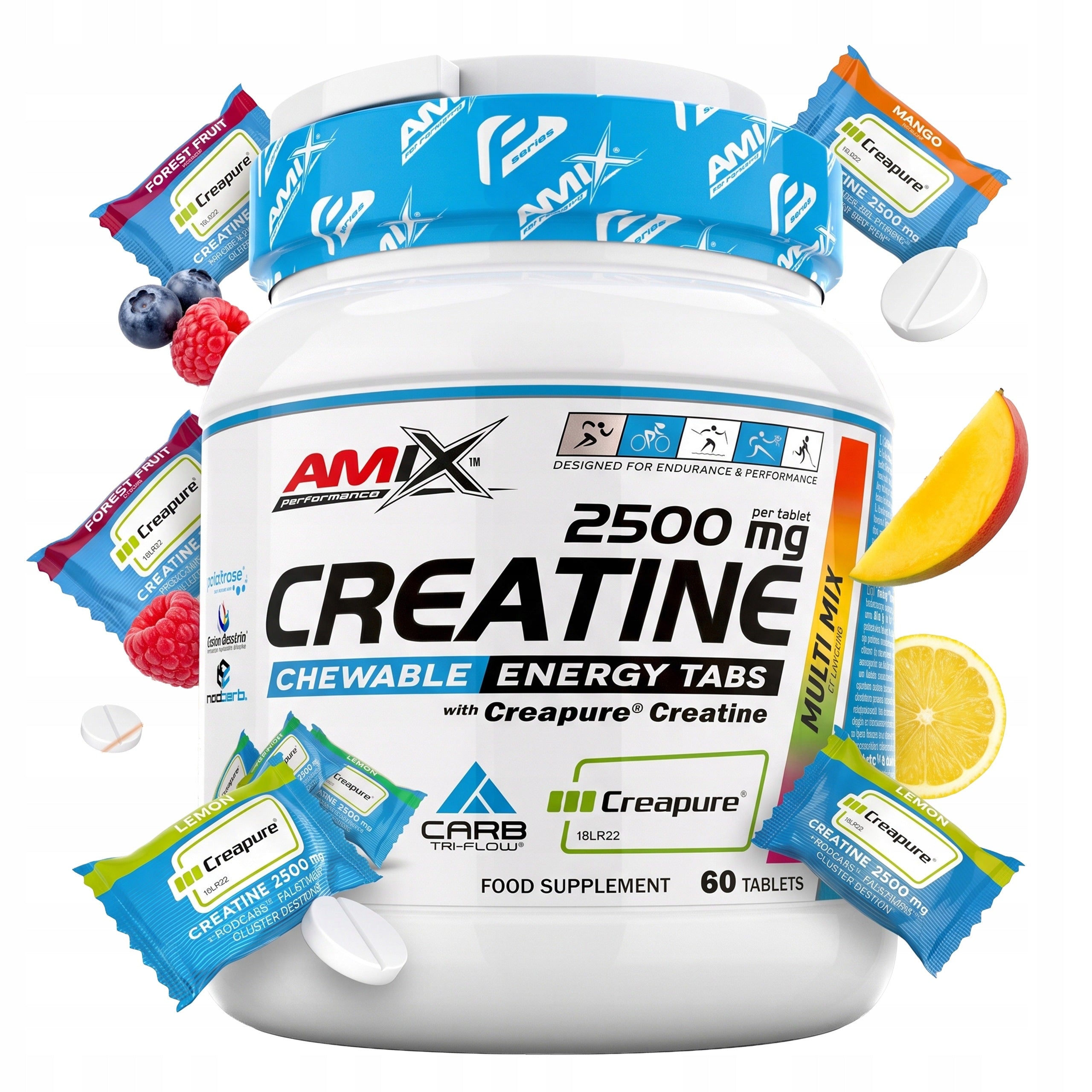Creatine monohydrate 2500 mg carbohydrates flavor tablets 60 servings 3 flavors