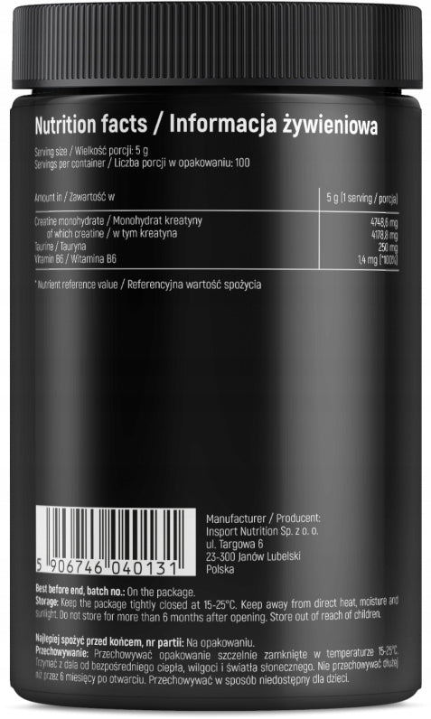 Creatine monohydrate 500g Insport powder pure strength mass regeneration Brand Insport Nutrition