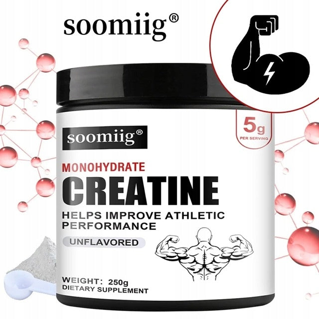 Creatine monohydrate powder strengthens overall muscle mass 5 g per serving Packaging status original