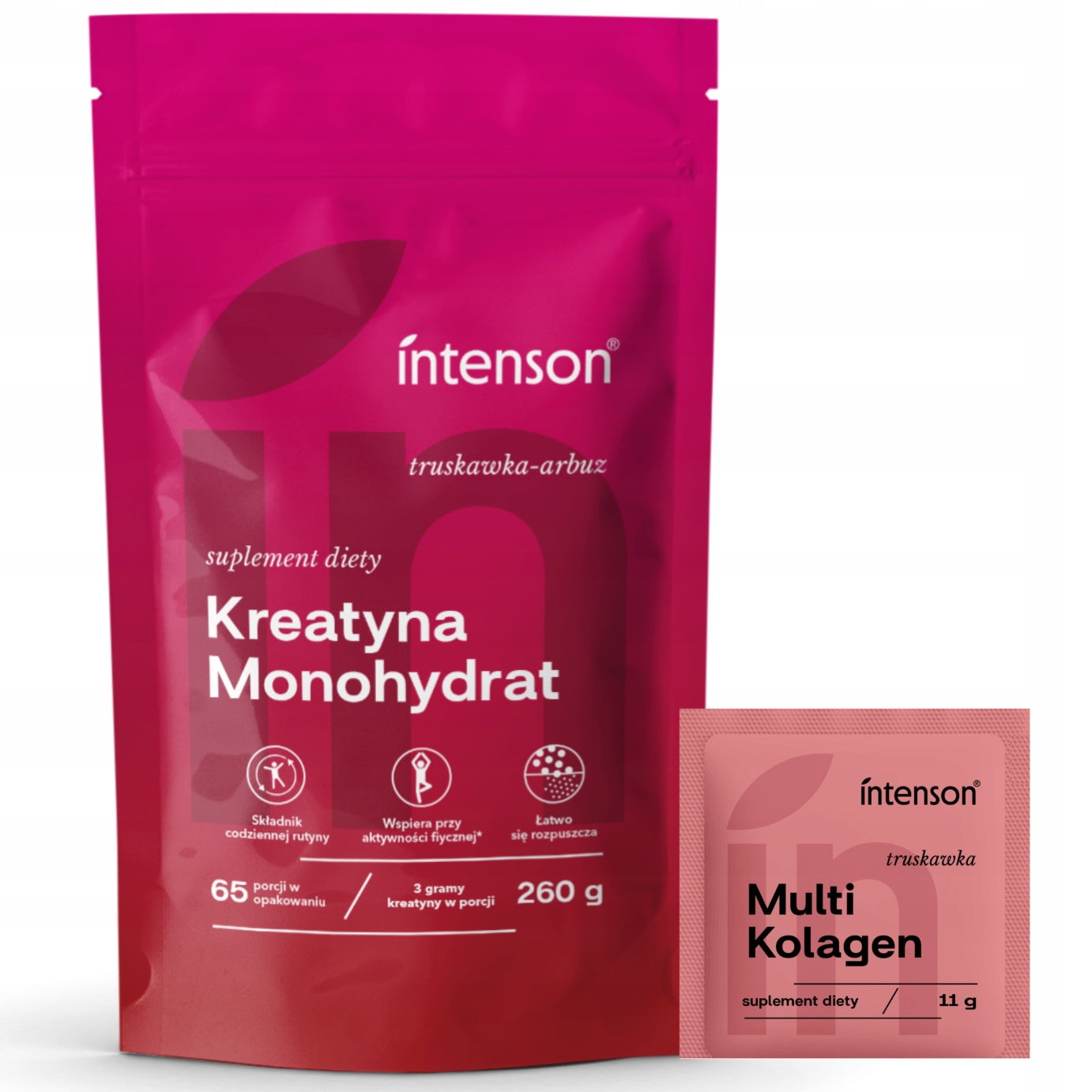Creatine strawberry powder 260g + Multi Collagen sachet with strawberry flavor