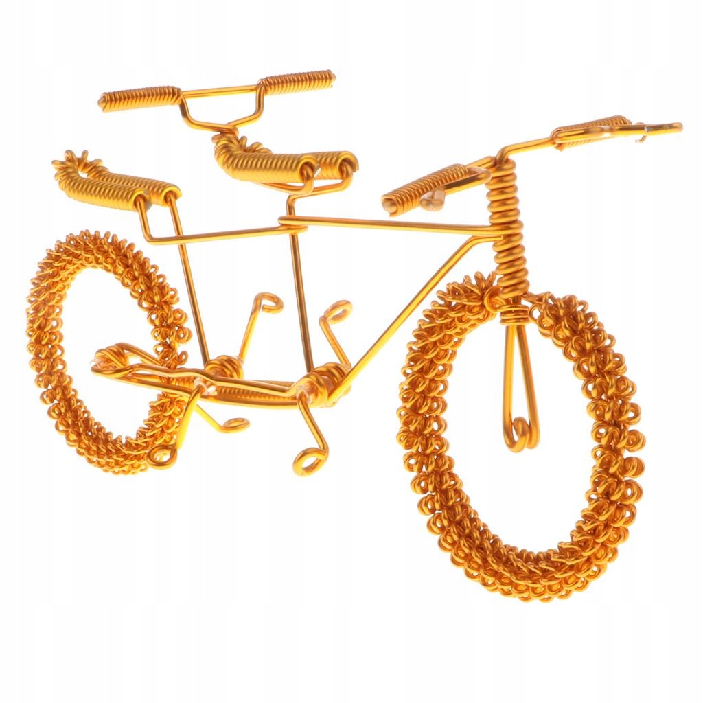 Creative Tandem Bicycle Model Metal Craft Bike Figurine Home Golden