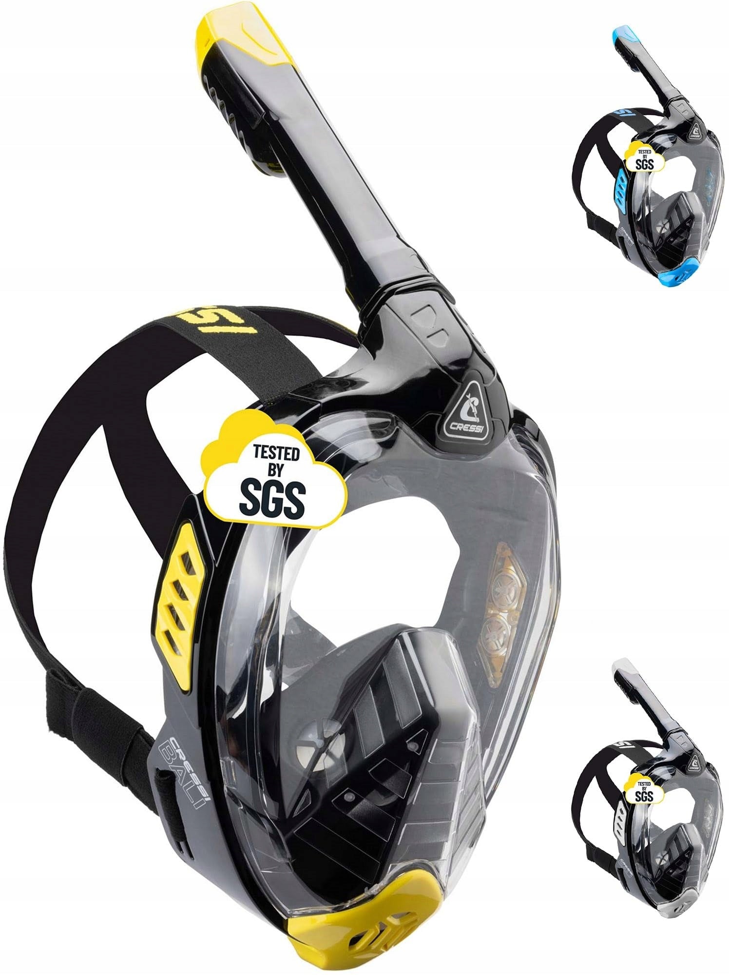 Cressi Bali Full Face Mask S/M Black and Yellow for Snorkeling Brand Cressi
