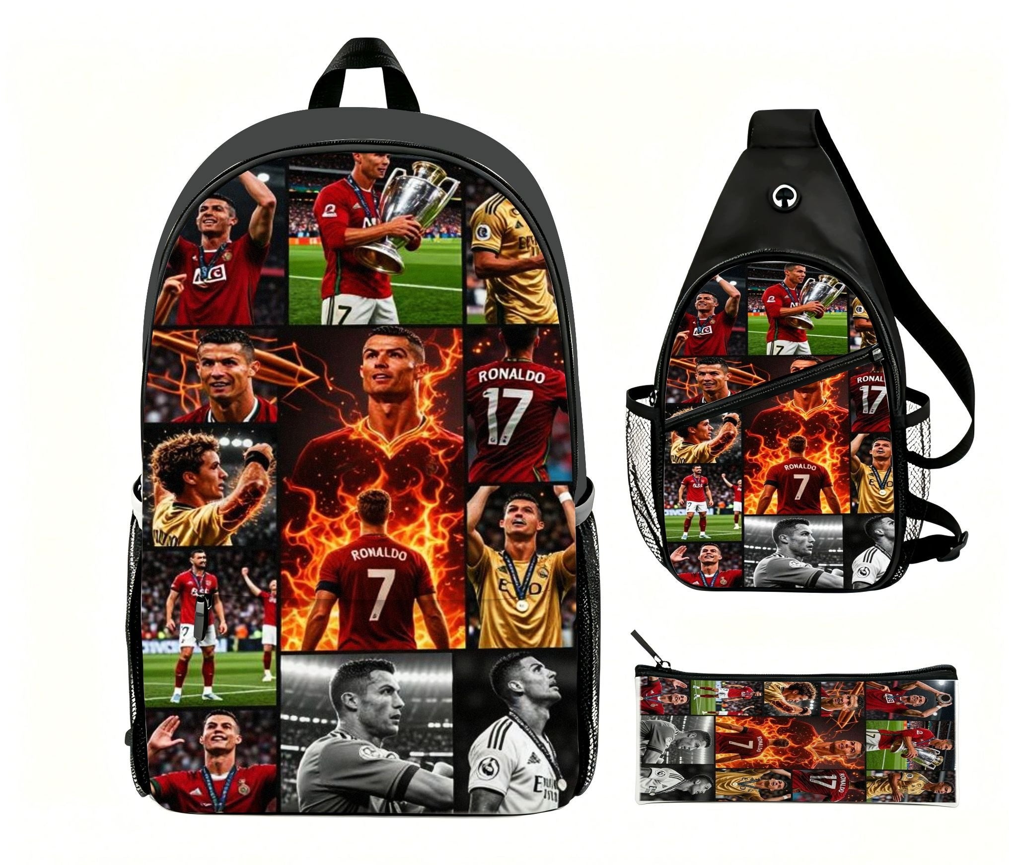 Cristiano Ronaldo 3-Piece School Tornado Set - Footballer Backpack