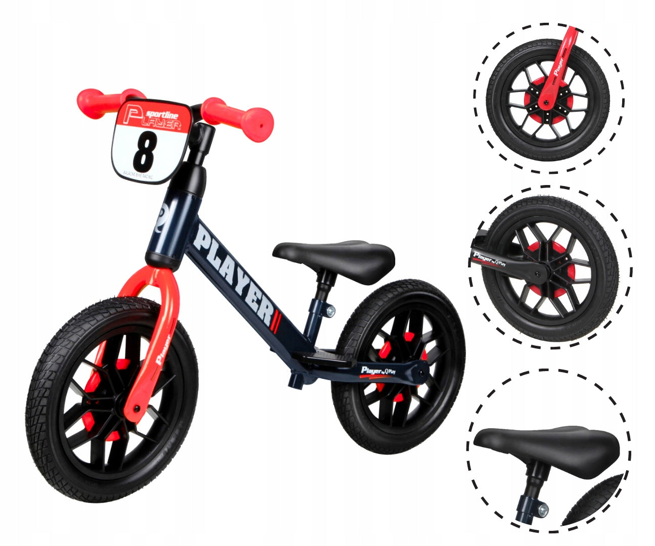Cross-country bike for children from 3 years old rider glowing wheels 12" Player Qplay Brand Qplay