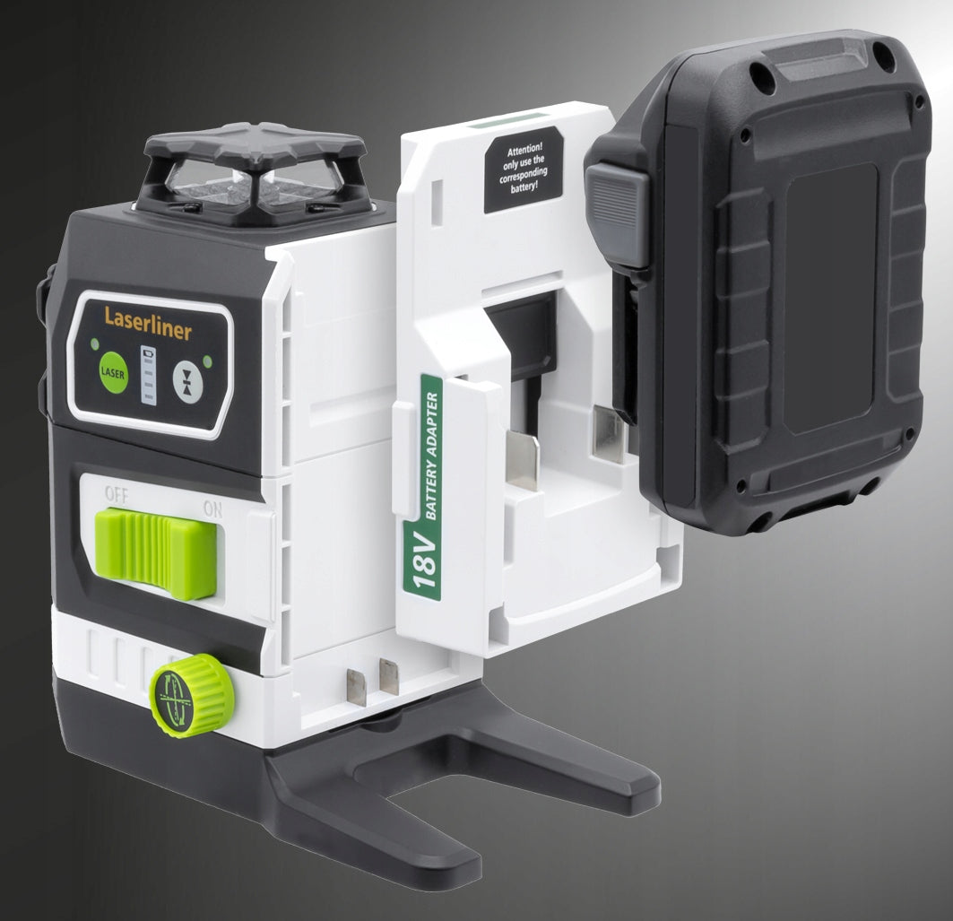 Cross laser 360° 8G green + 7x adapter 18V Bosch, Makita ... + L-BOXX Brand Laserliner