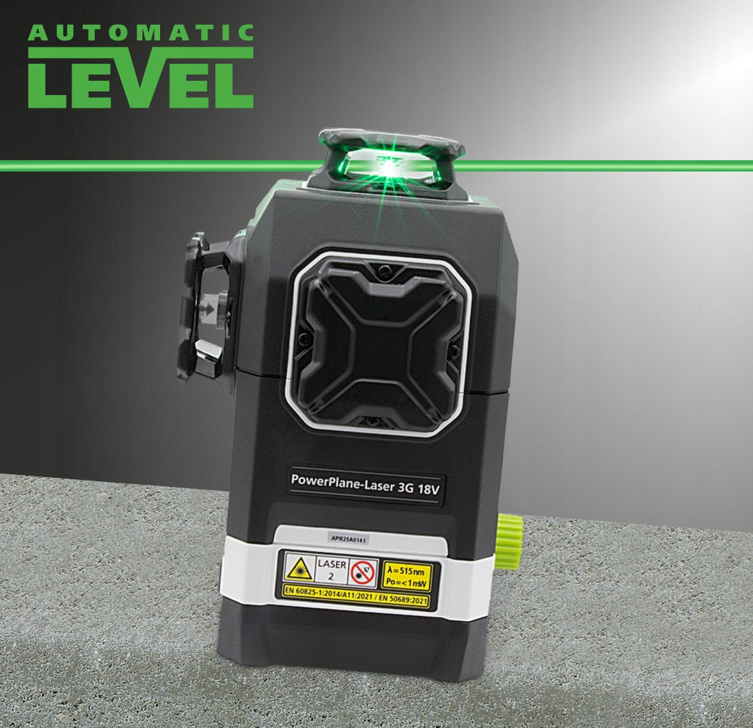 Cross laser 360° 8G green + 7x adapter 18V Bosch, Makita ... + L-BOXX Power supply batteries