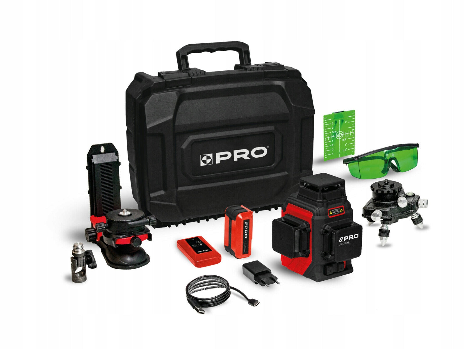 Cross laser 3x360 PRO AQ3DG 30m set plus green beam PRO L1207
