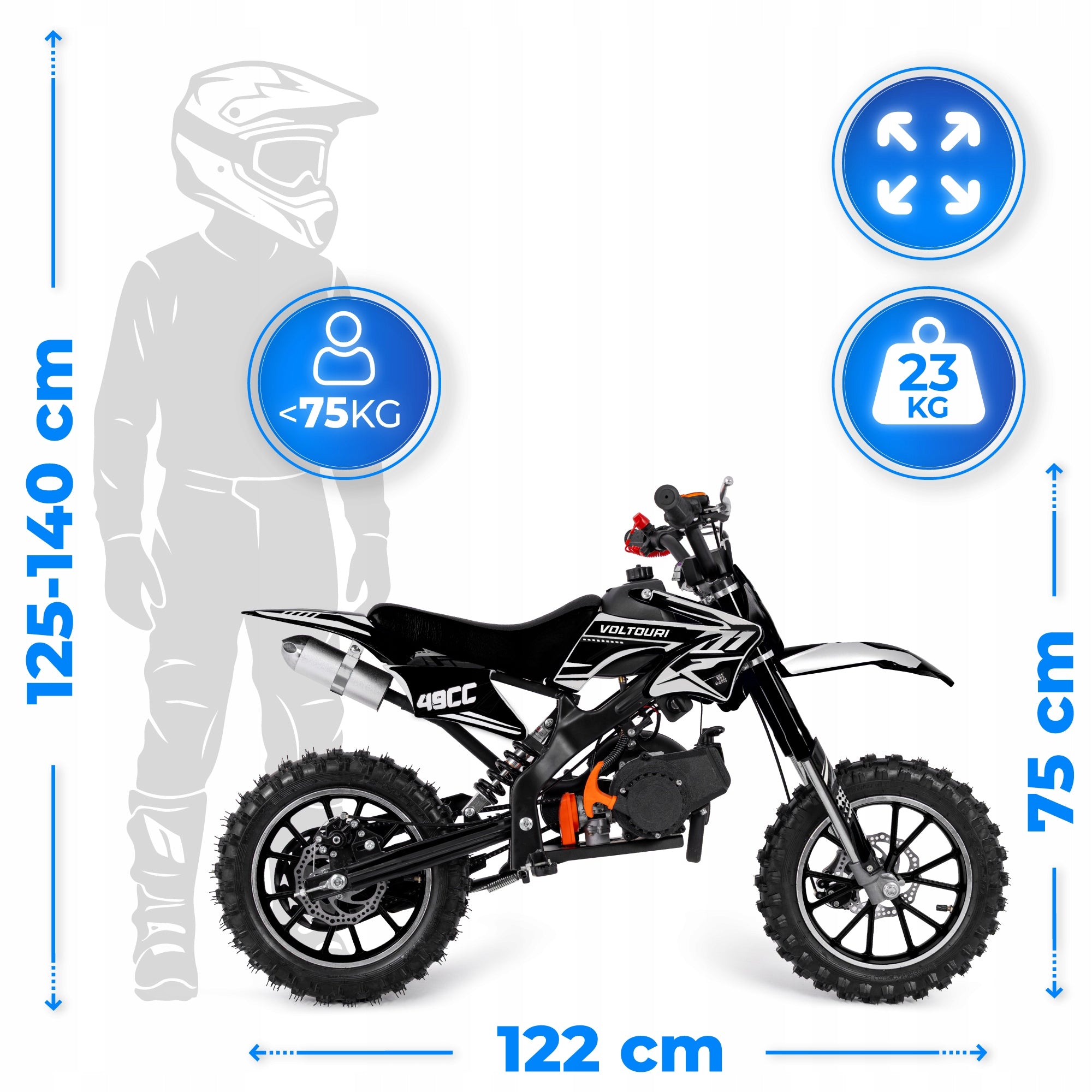 Cross mini 49CC motor for children internal combustion engine stable motorcycle 35km/h Packaging status original