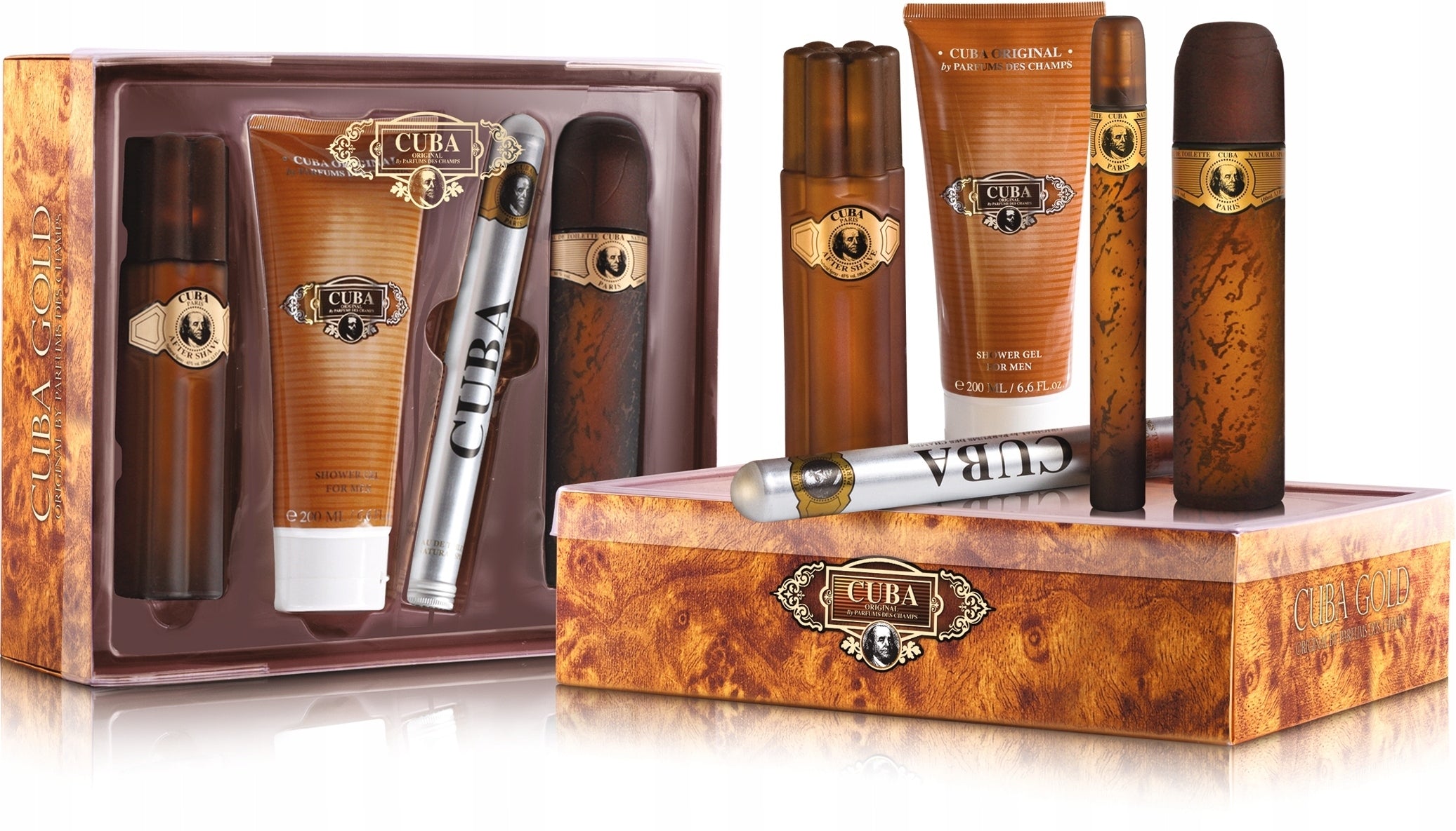 Cuba Original Gold Men's Set 4in1 EDT 100 ml + 35 ml Gel 200 ml AS 100 ml Brand no brand