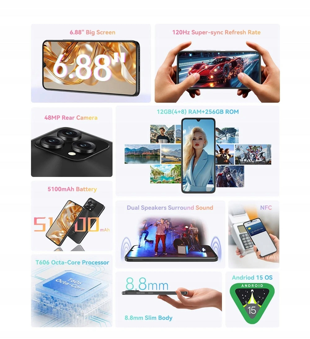 Cubot A40 Android Smartphone 4GB+256GB Purple Manufacturer code 6924136724828