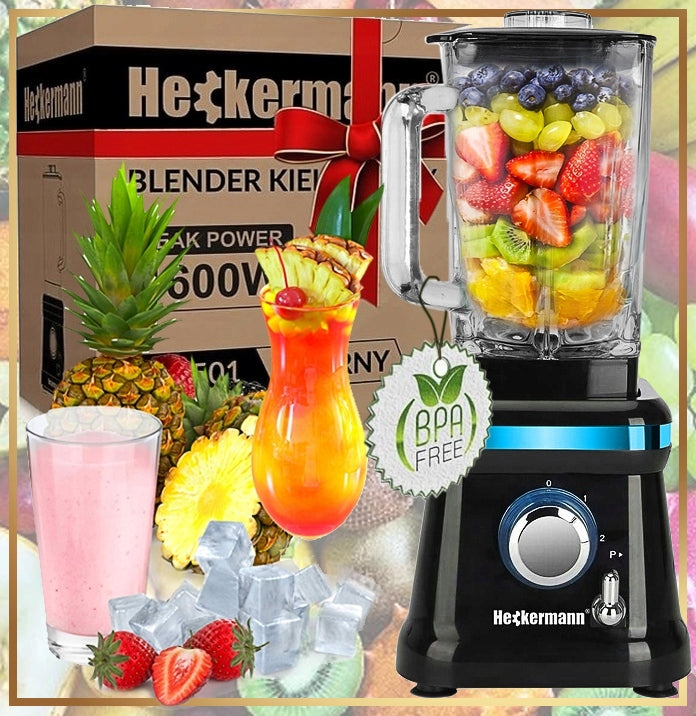 Cup Blender STRONG for smoothie cocktails Glass 1600W 1,6L HECKERMANN Brand Heckermann