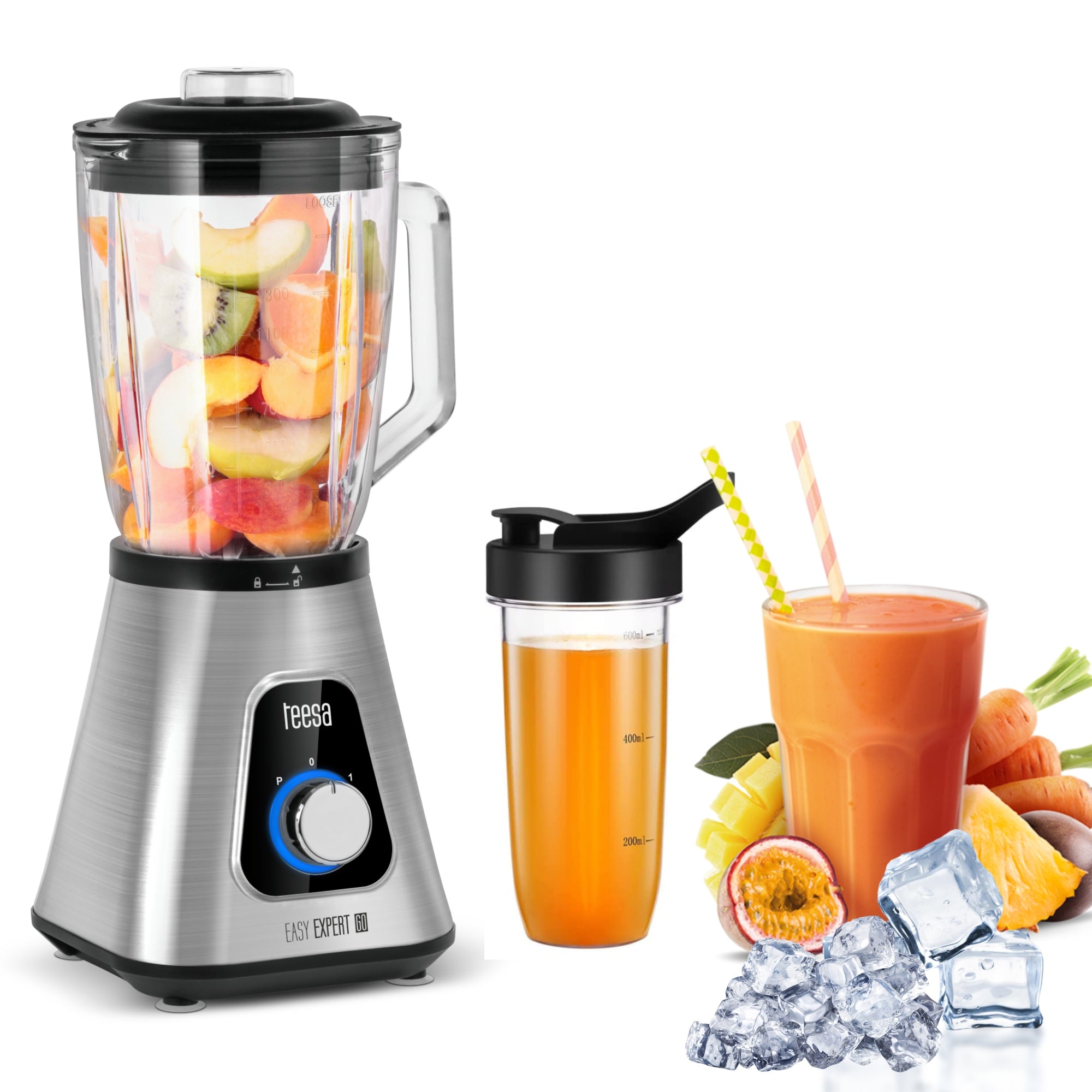 Cup blender 1300W 1,5L glass cup + water bottle CRUSHES ICE Teesa