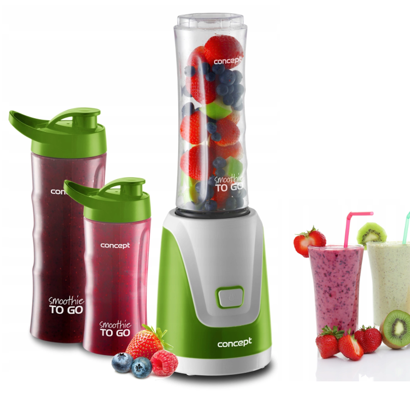 Cup blender Smoothie sport + 3 water bottles included 300 W green Manufacturer code SM-3365