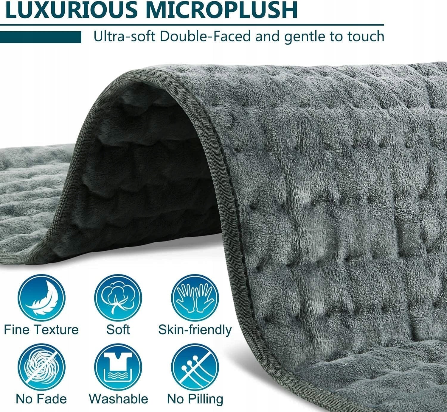 Cushion Electric Heating Mat 30x60cm Grey Batteries included no