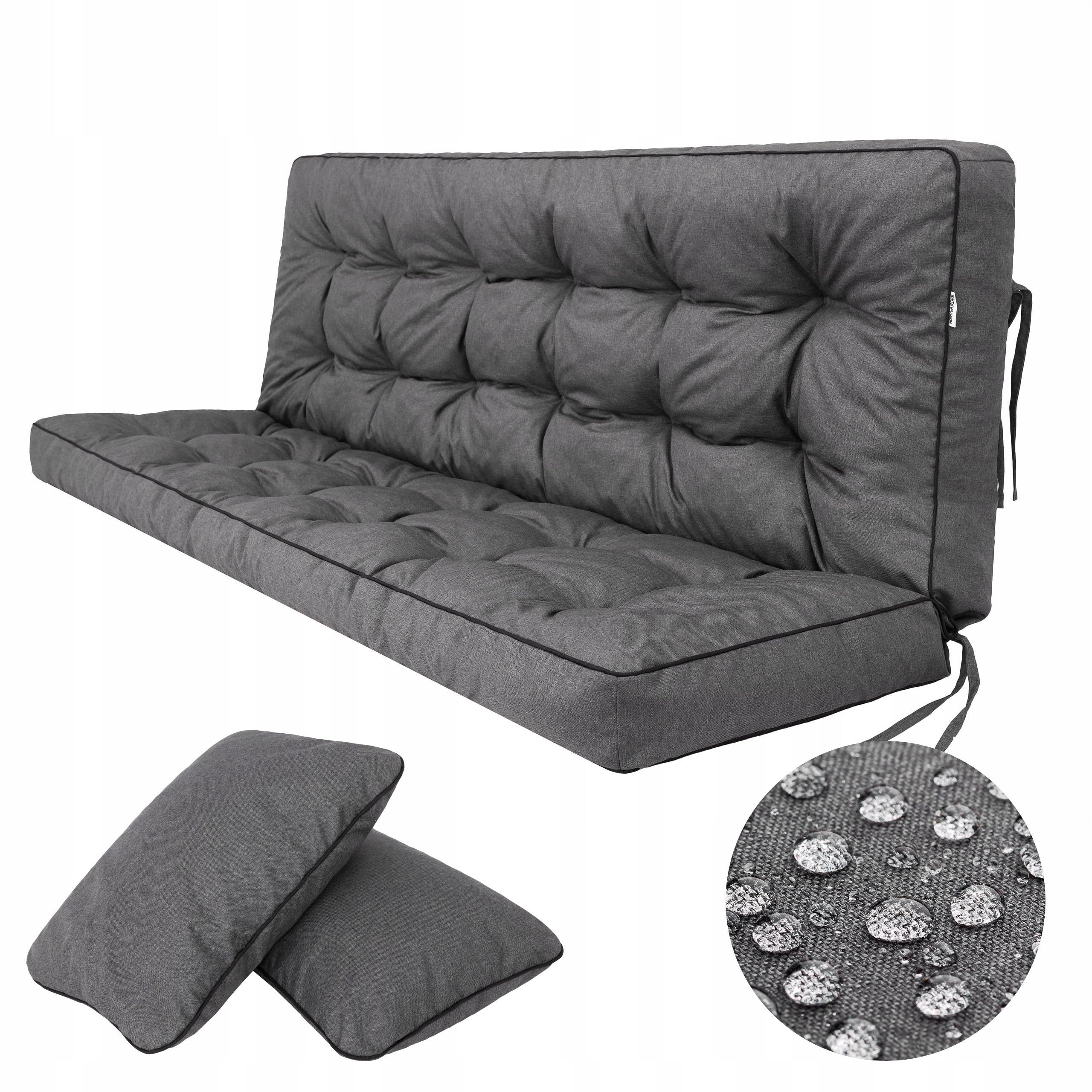 Cushion Swing Cushion for Garden Bench Waterproof 180 cm + 2 Jaśki