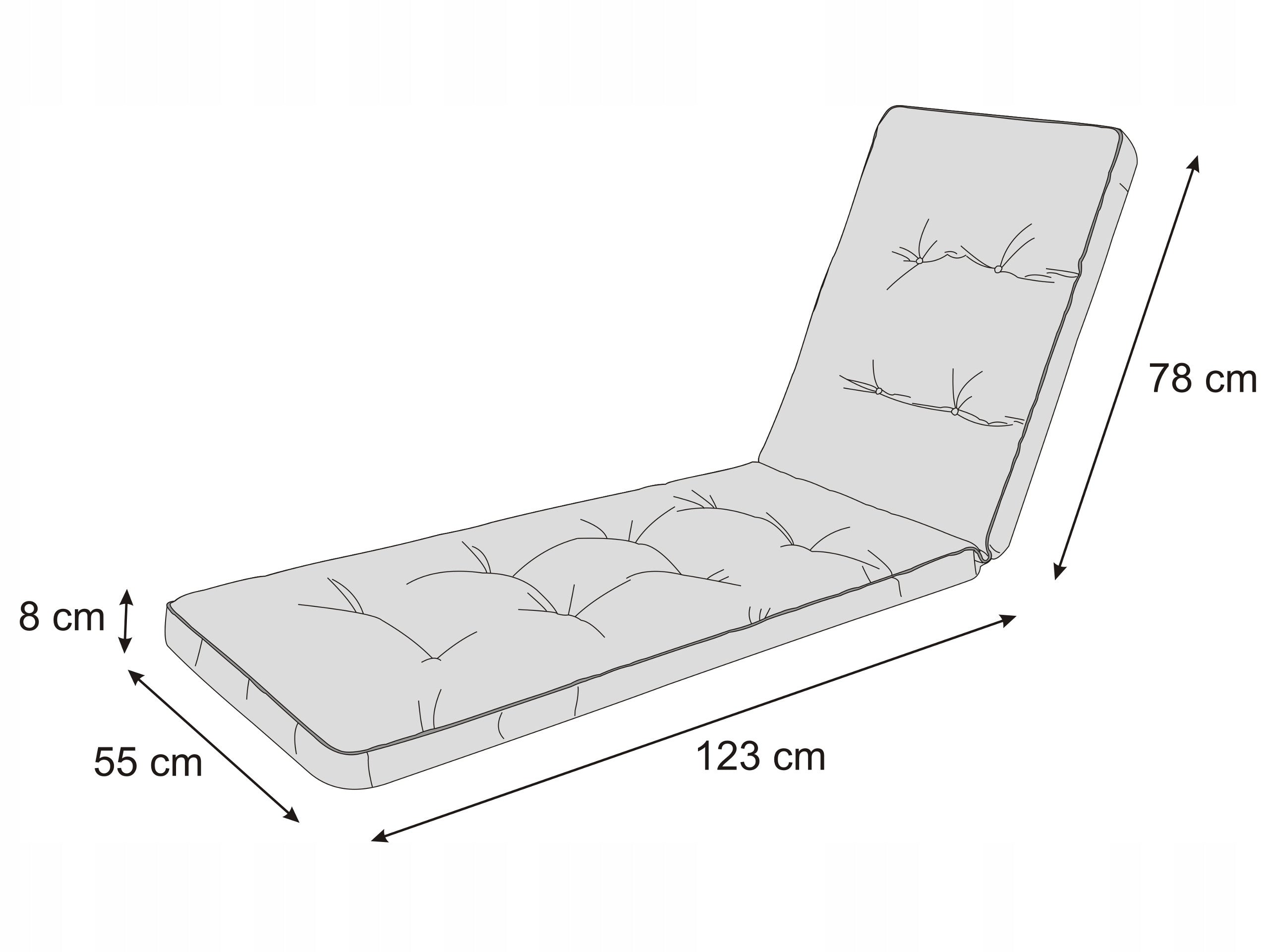 Cushion for garden sun lounger - beach - couch - garden bed 201x55 cm Pillow width 55 cm