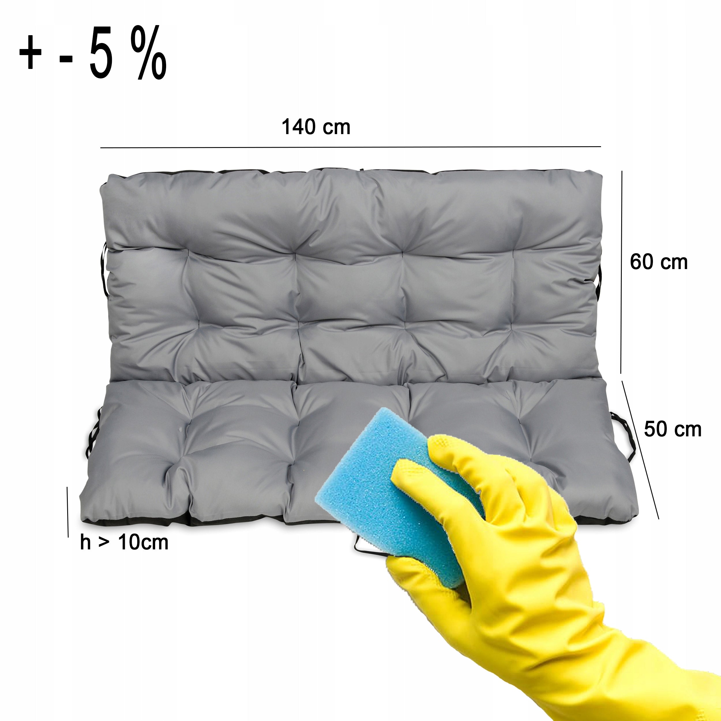 Cushion garden cushion waterproof for bench swing 140x60x50 cm Pillow length 140 cm