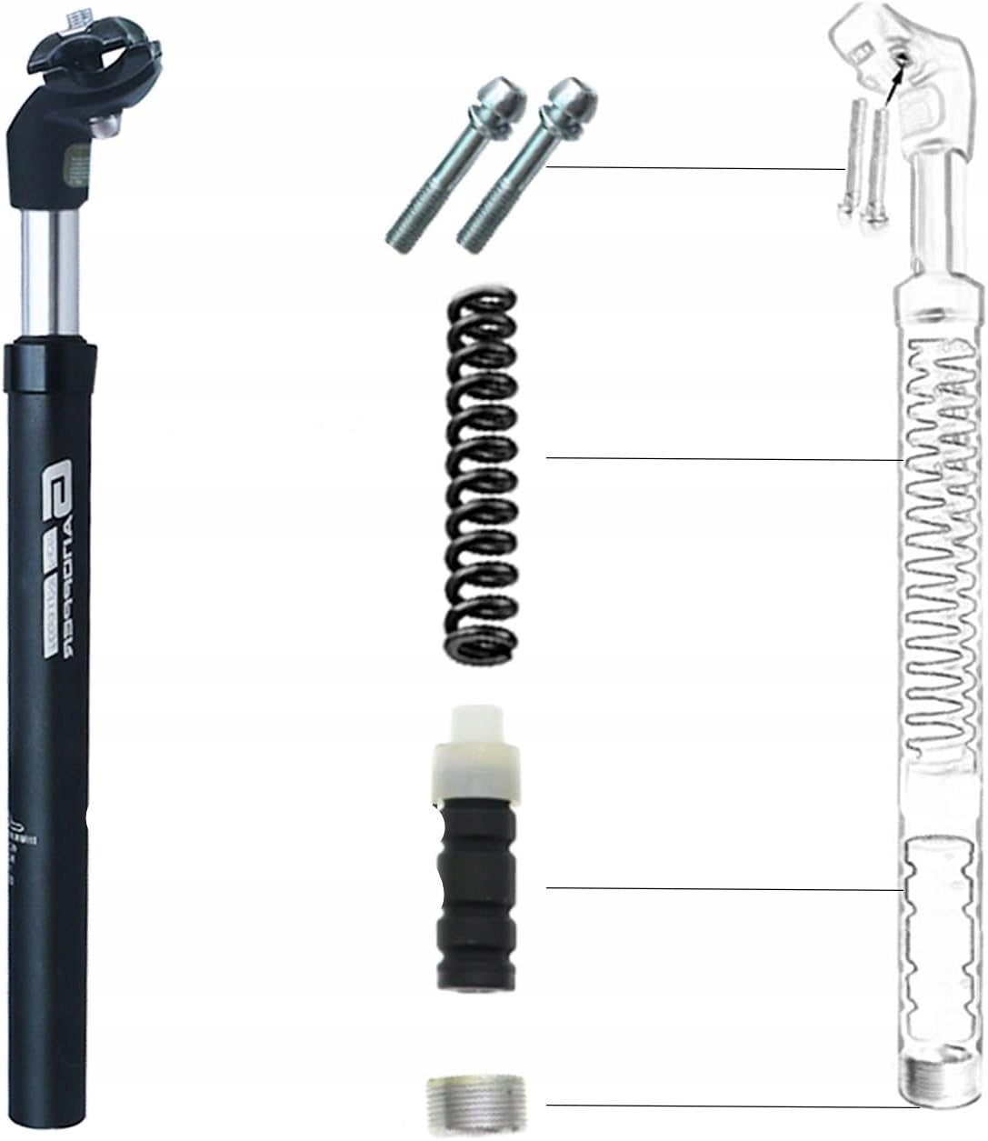 Cushioned seat post 31,6 mm adjustable 350 mm ISO 4210 Brand no brand
