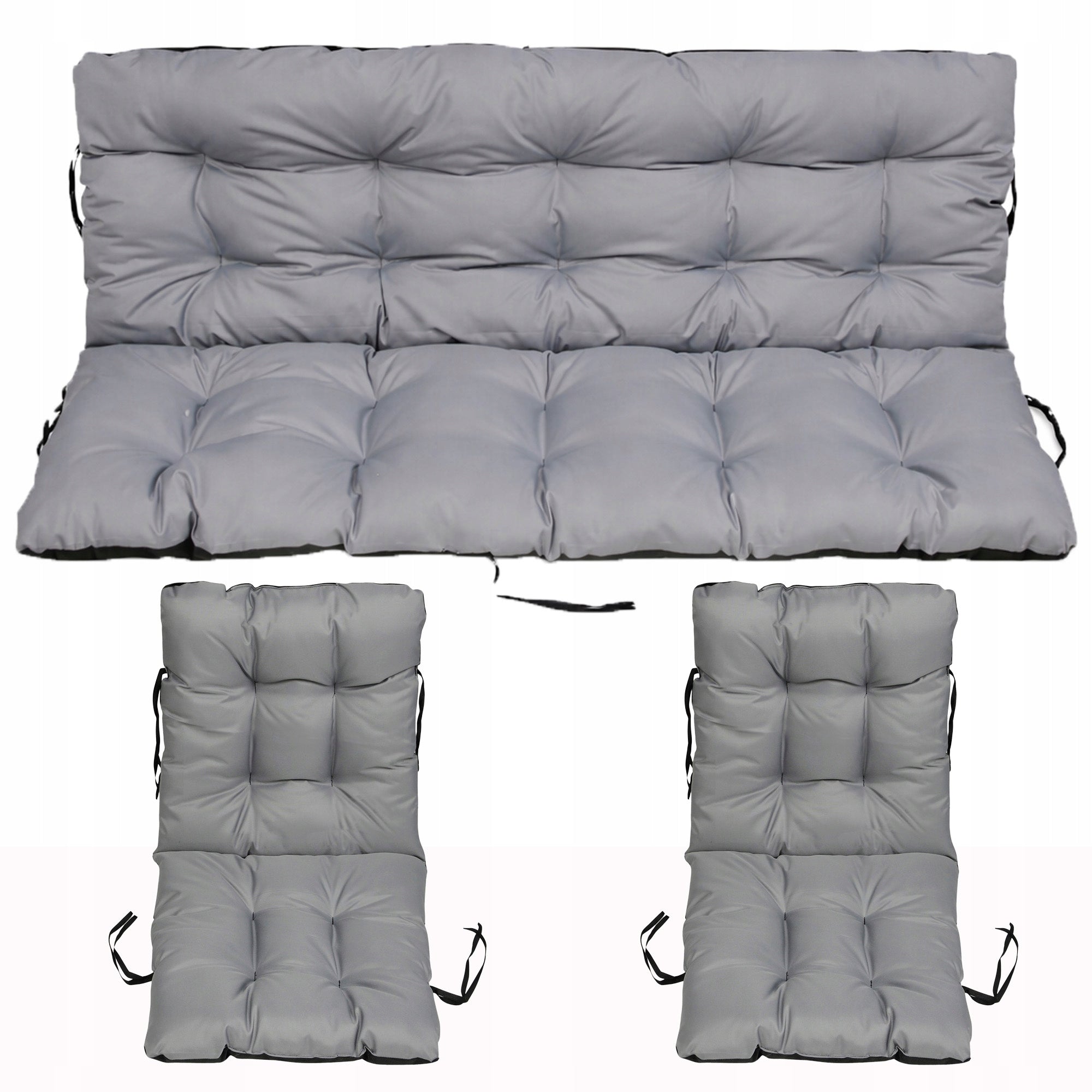 Cushions WATERPROOF for furniture RATTAN soft 180x60x50 set 2+1 STEEL Shape rectangular
