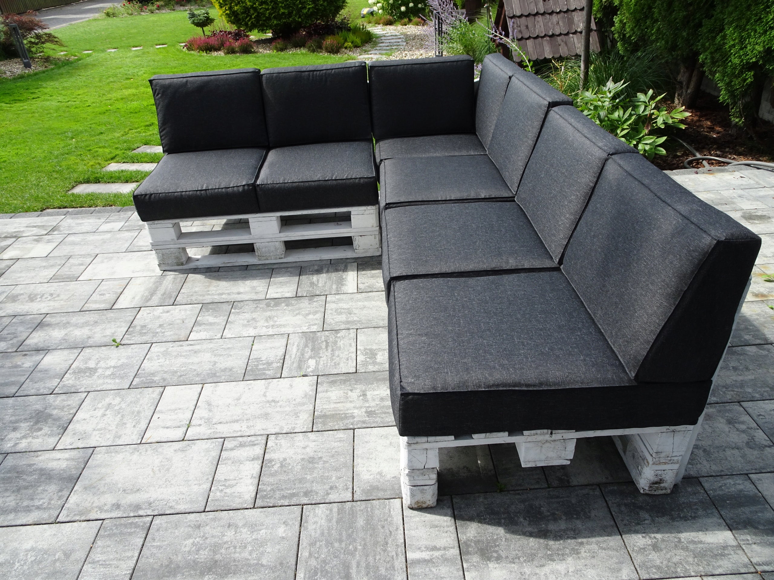 Cushions for three EUROPALLETS set 13 pcs. seat 80 x 60 Silver BLACK Manufacturer code SIOO1