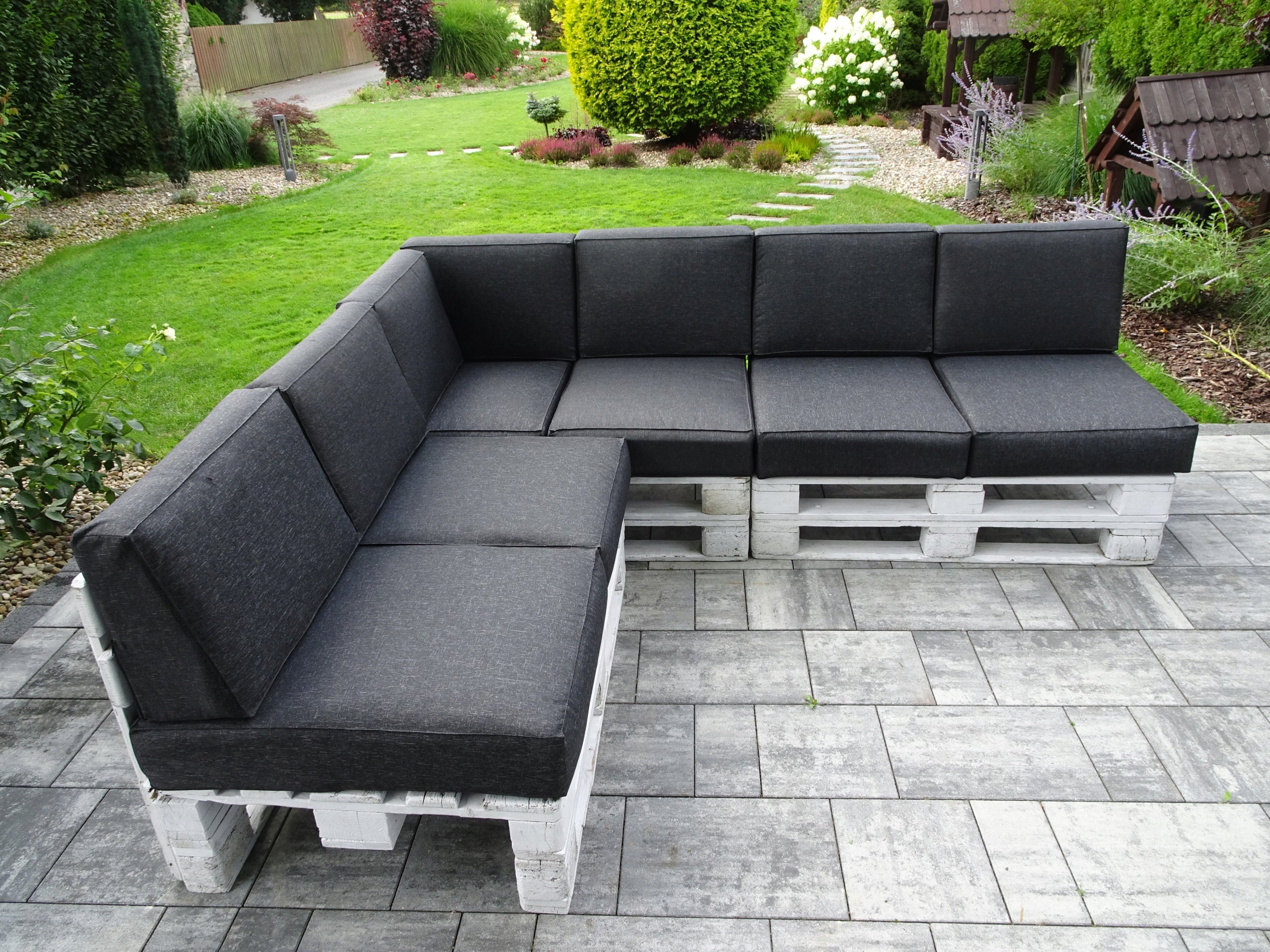 Cushions for three EUROPALLETS set 13 pcs. seat 80 x 60 Silver BLACK Manufacturer no brand