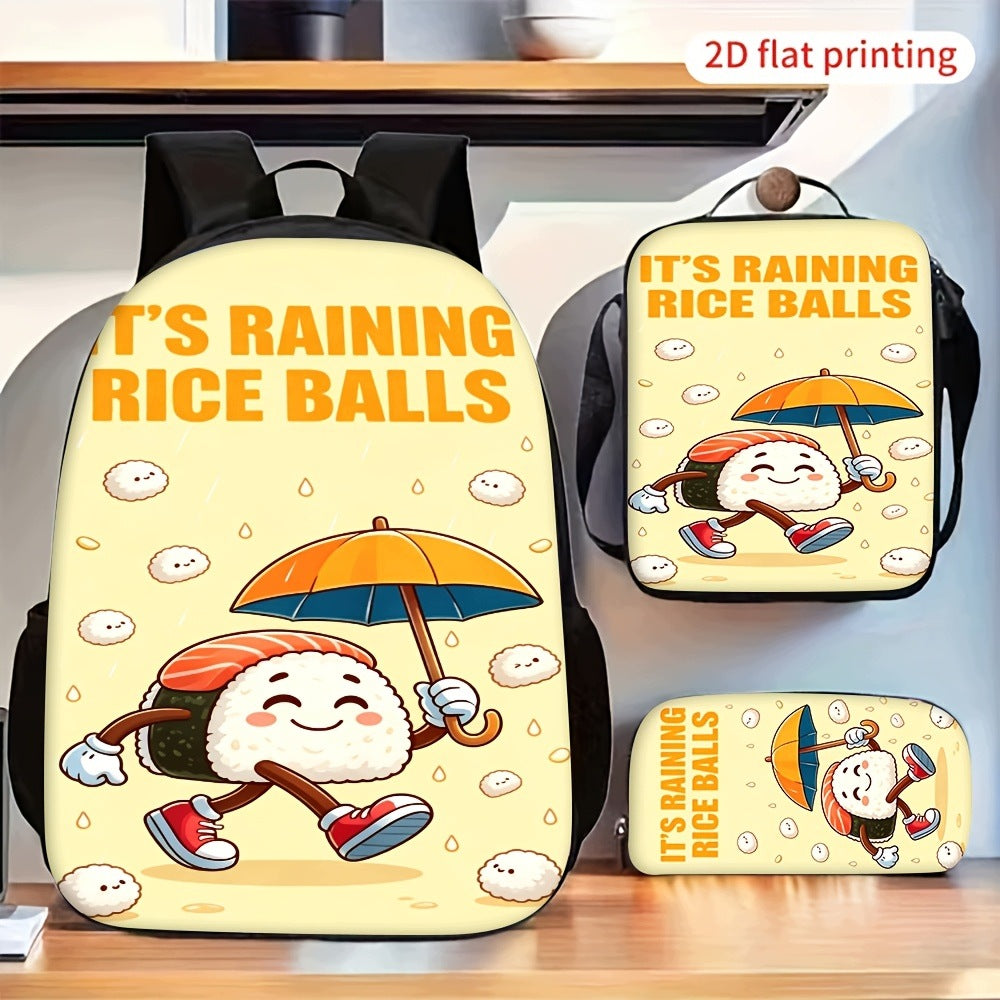 Cute Cartoon Sushi Backpack Crossbody Bag Pencil Case Set